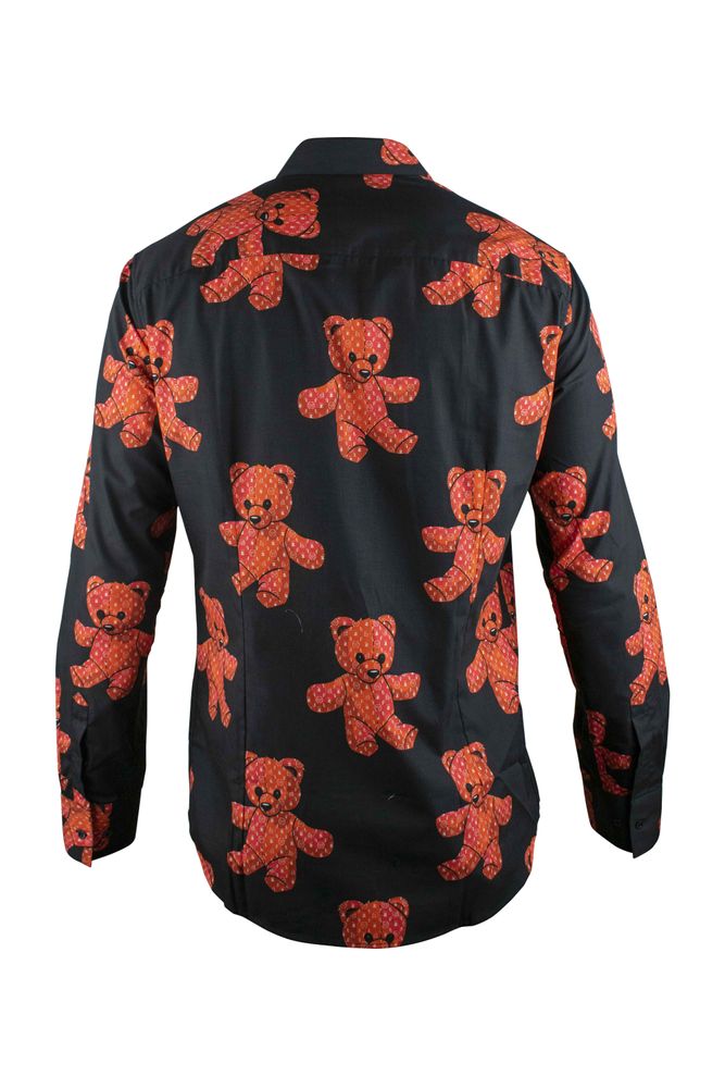 Black Casual Shirt With Teddy Bear Motif