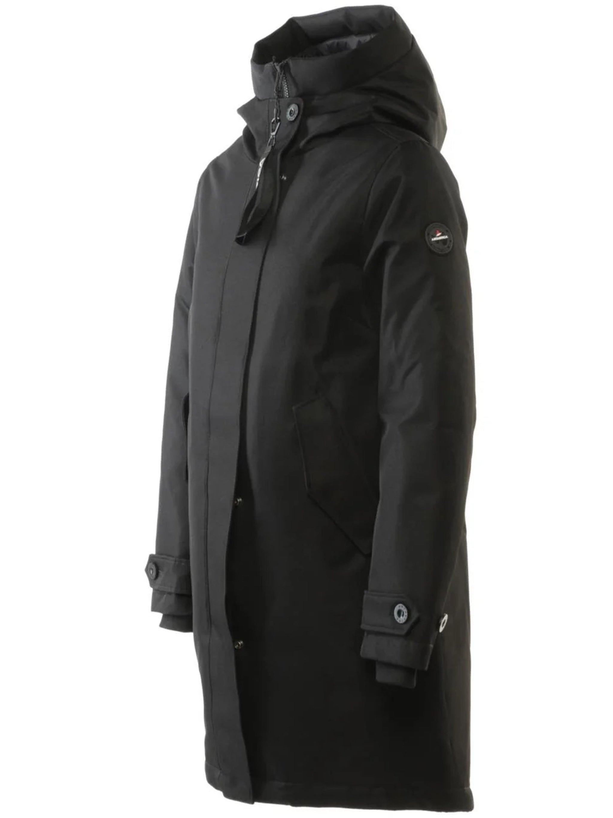Black Hanna Long Insulated Polyester Coat