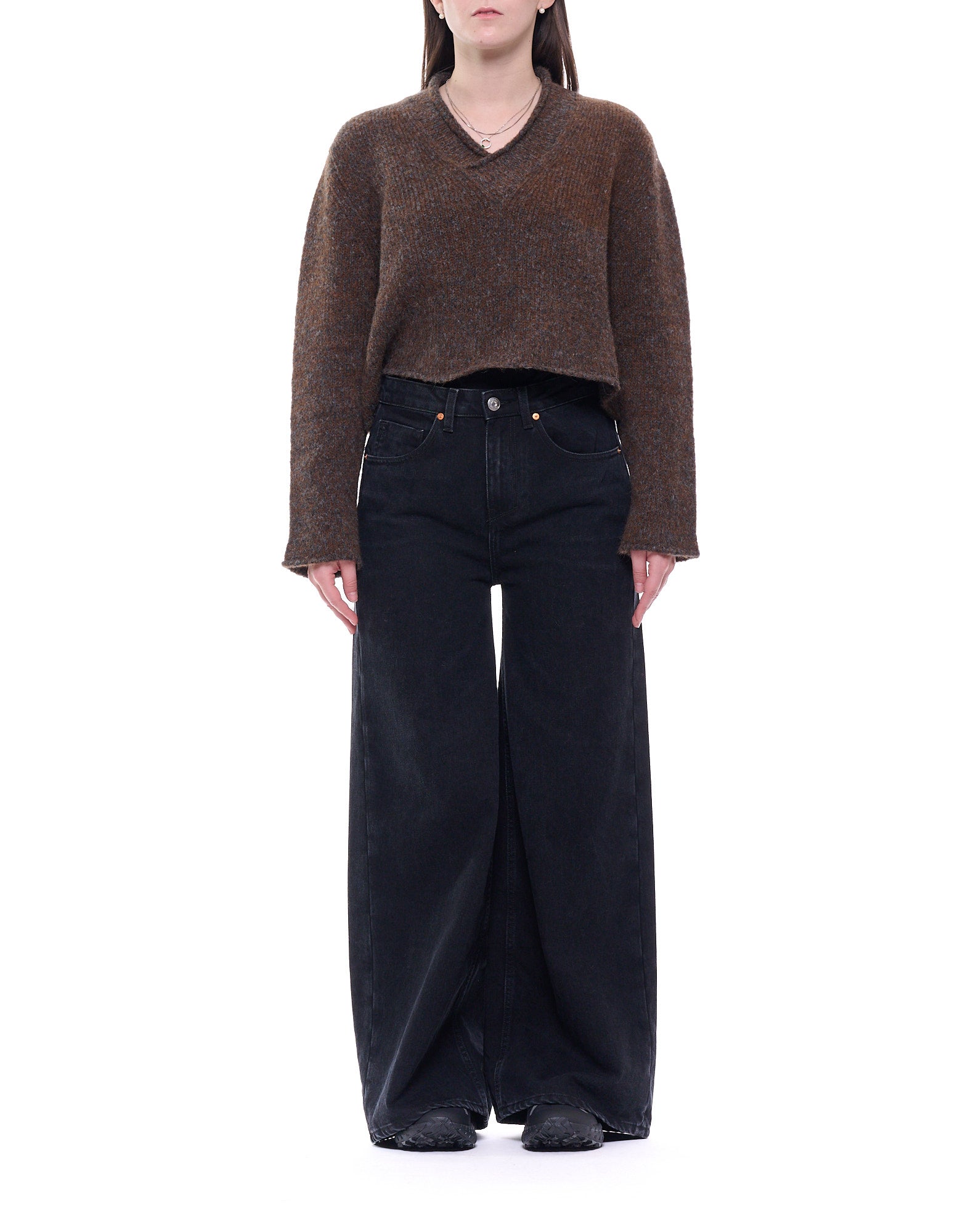 Boxy Alpaca-Blend Sweater With V-Neckline