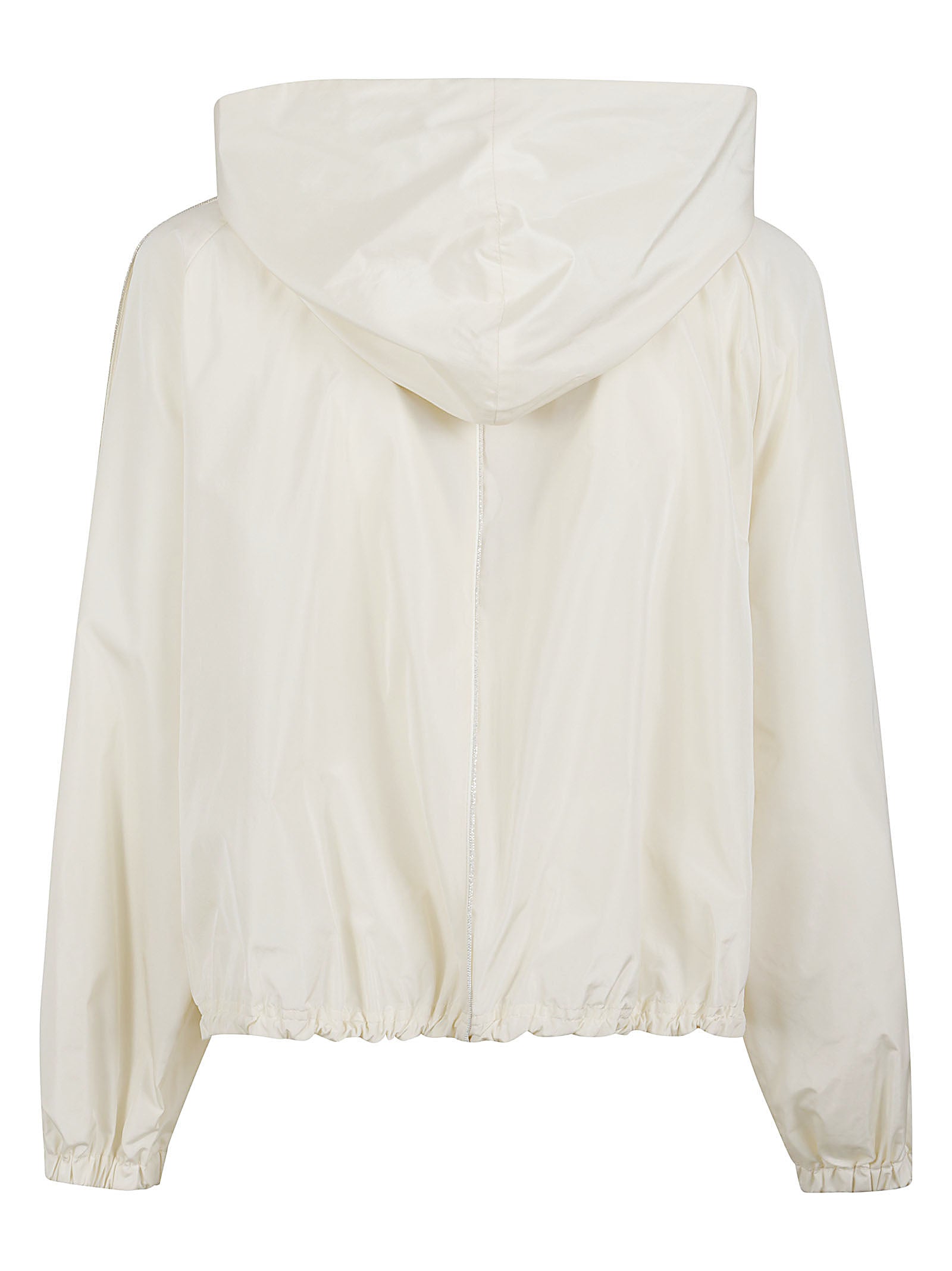 Cropped White Coat with Minimalist Design and Hood