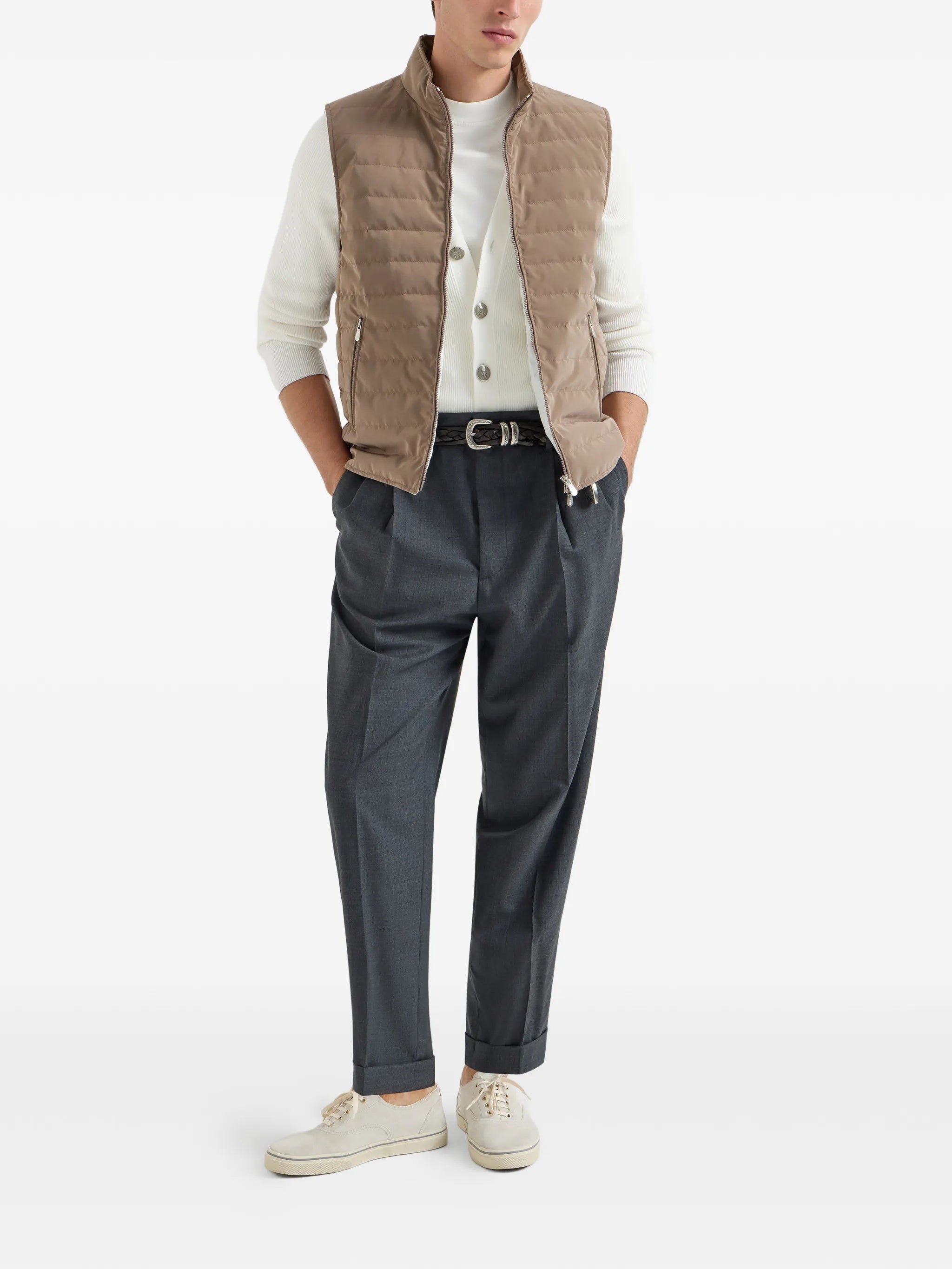 Quilted Horizontal Stitch Matte Gilet