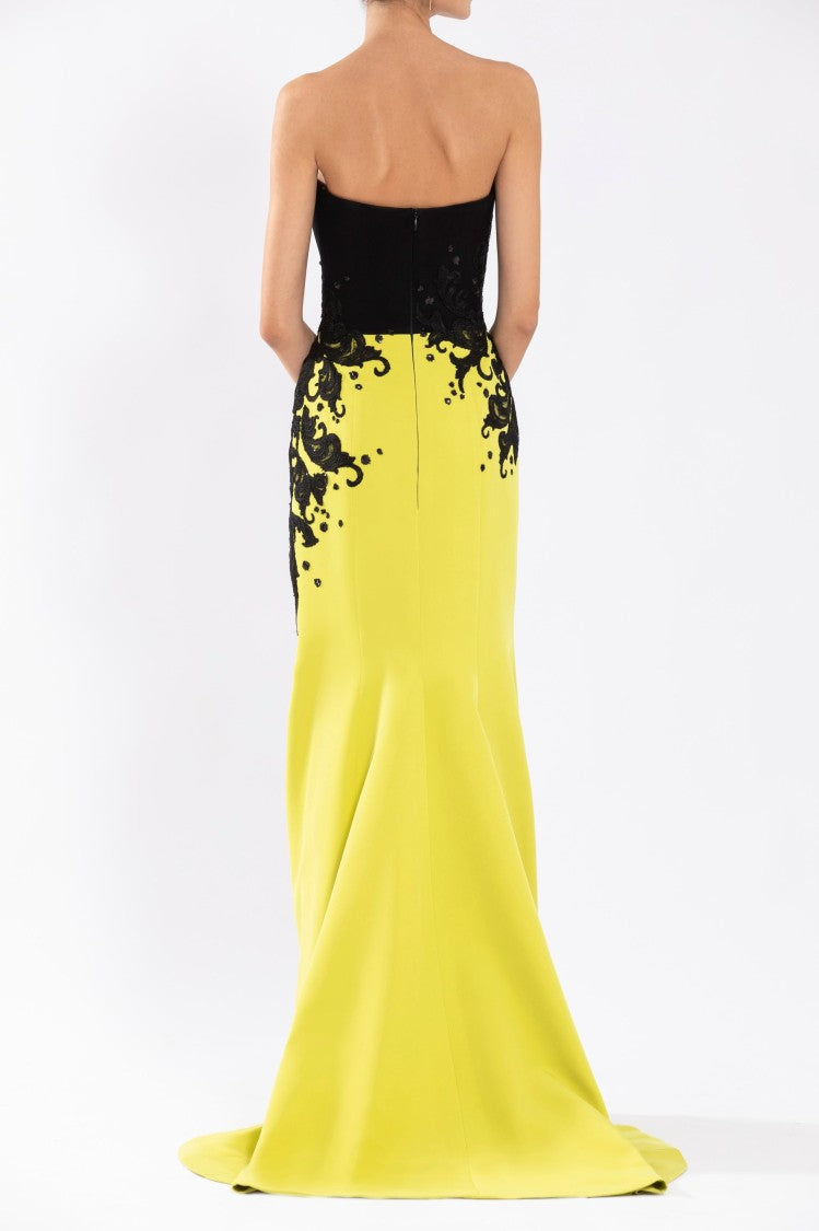 Crepe Mermaid Dress With Embroidery