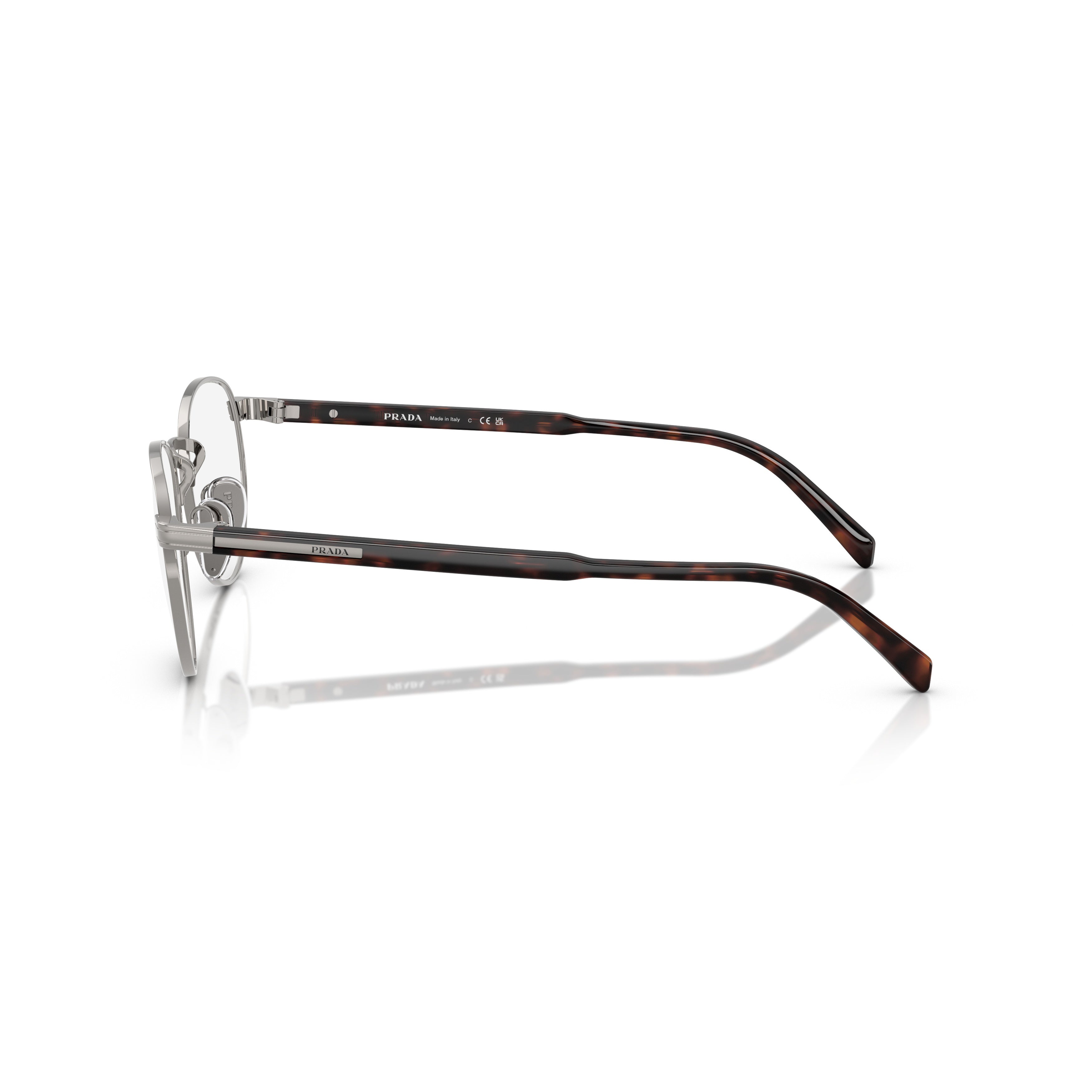 0pr B52v Rounded Lens Silver Frame Eyeglasses