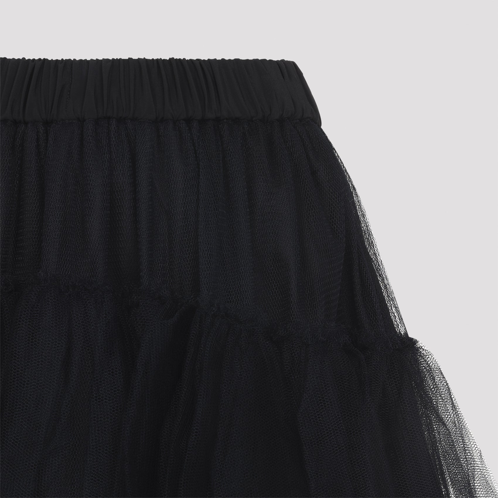 Layered Black Skirt with Semi-Transparent Hem