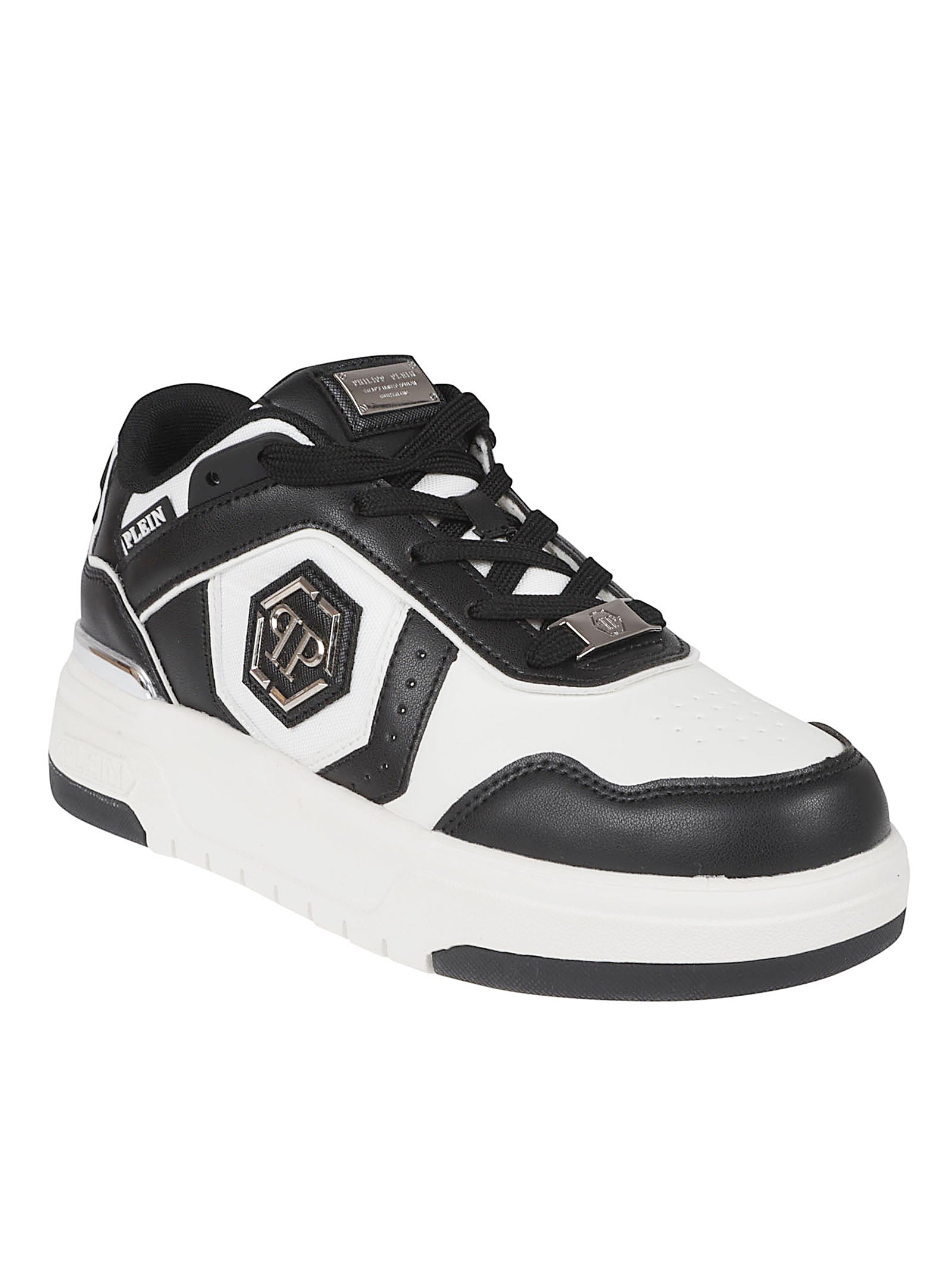 Low-Top Sneakers with Metallic Emblem