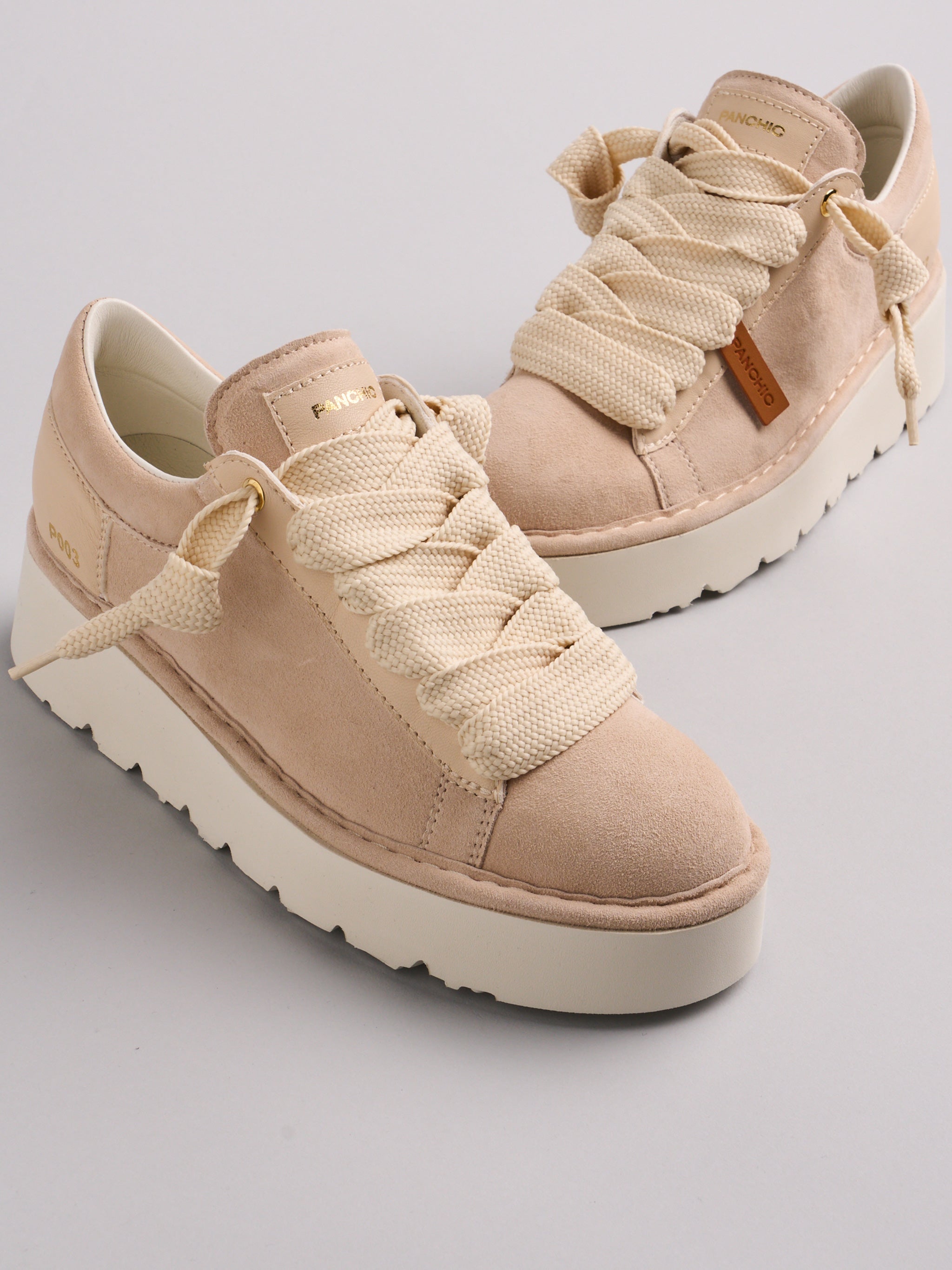 Light Beige Lace Up Suede Sneakers