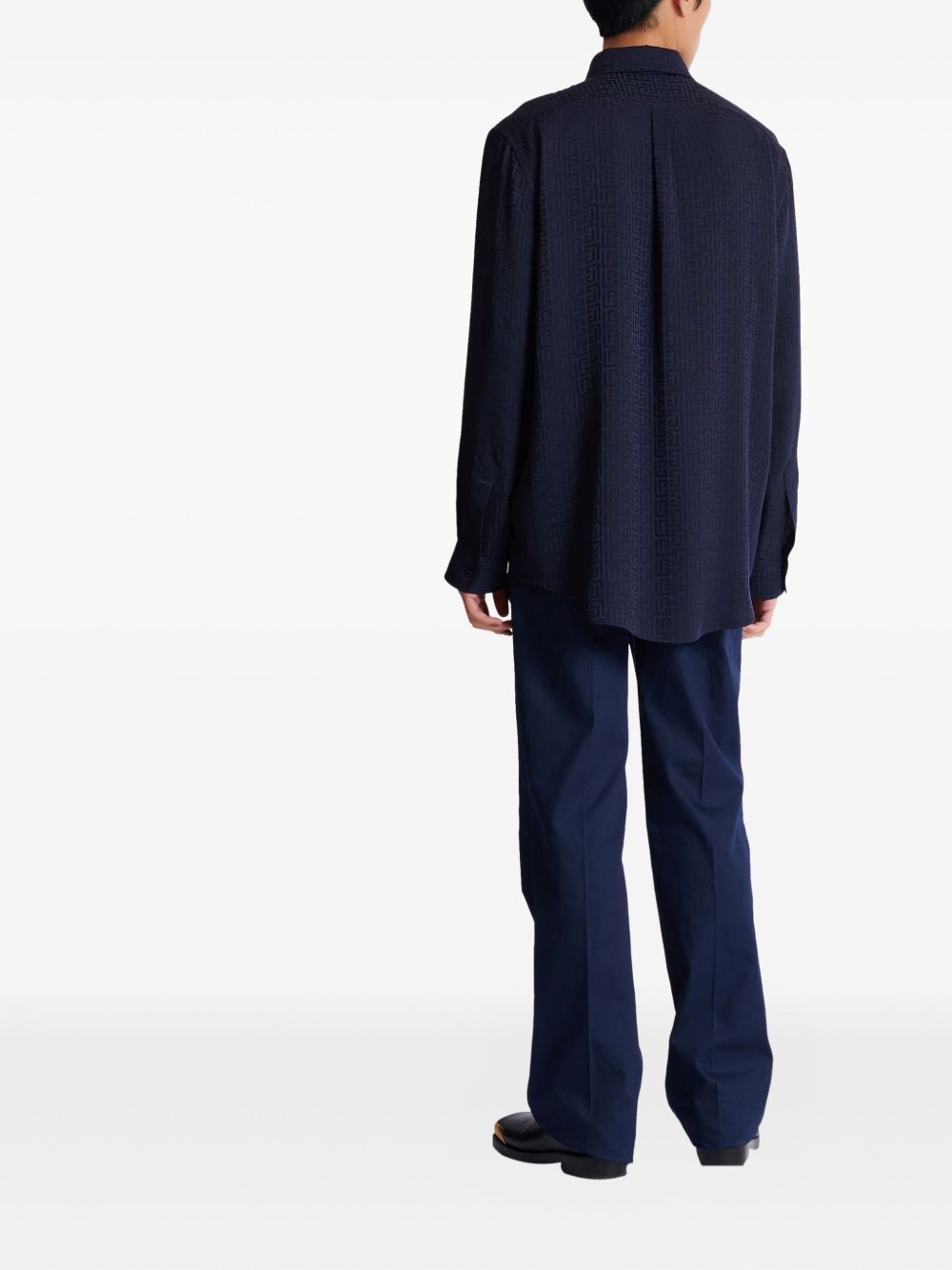 Jacquard Pattern Silk-Nylon Blend Shirt