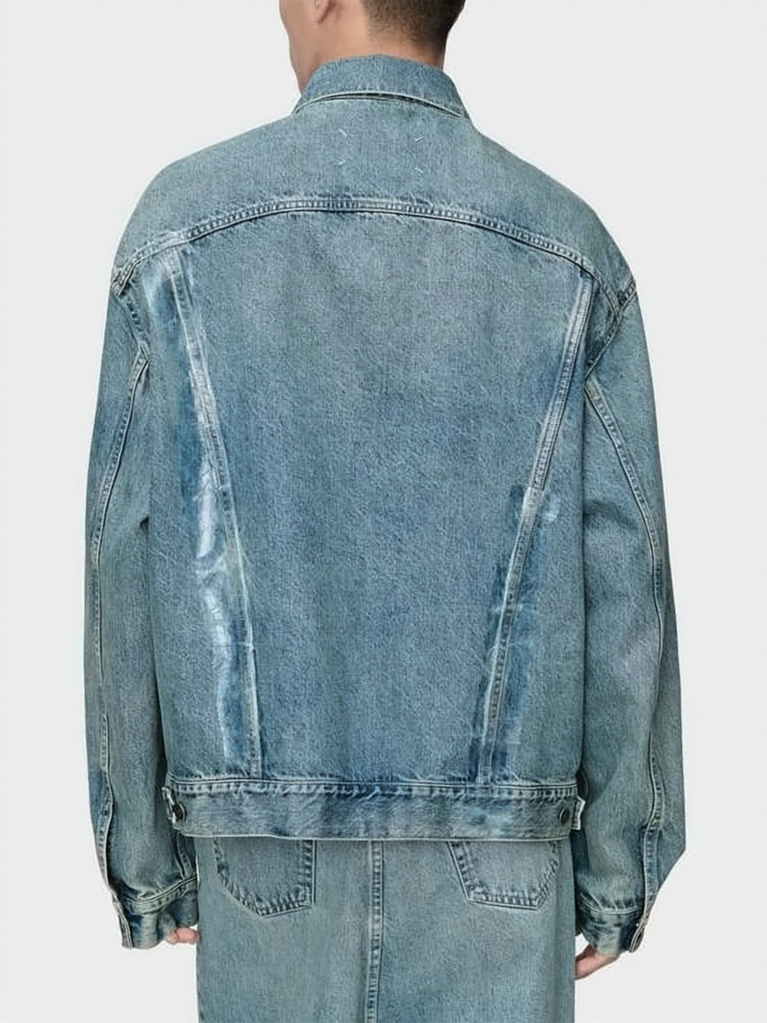 Faded Blue Oversized Cotton Denim Jacket