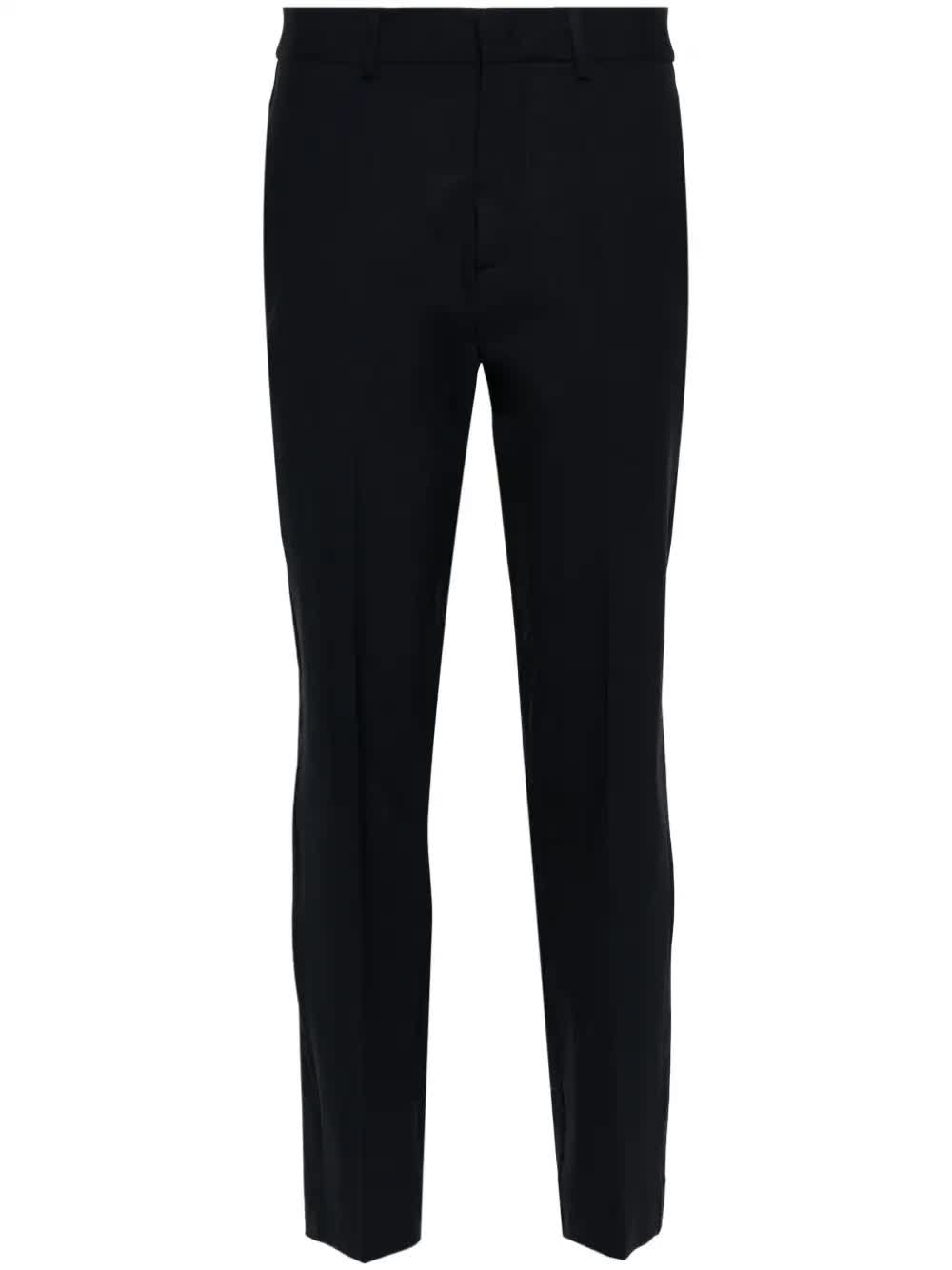 Mid Rise Cropped Straight Leg Wool Pants