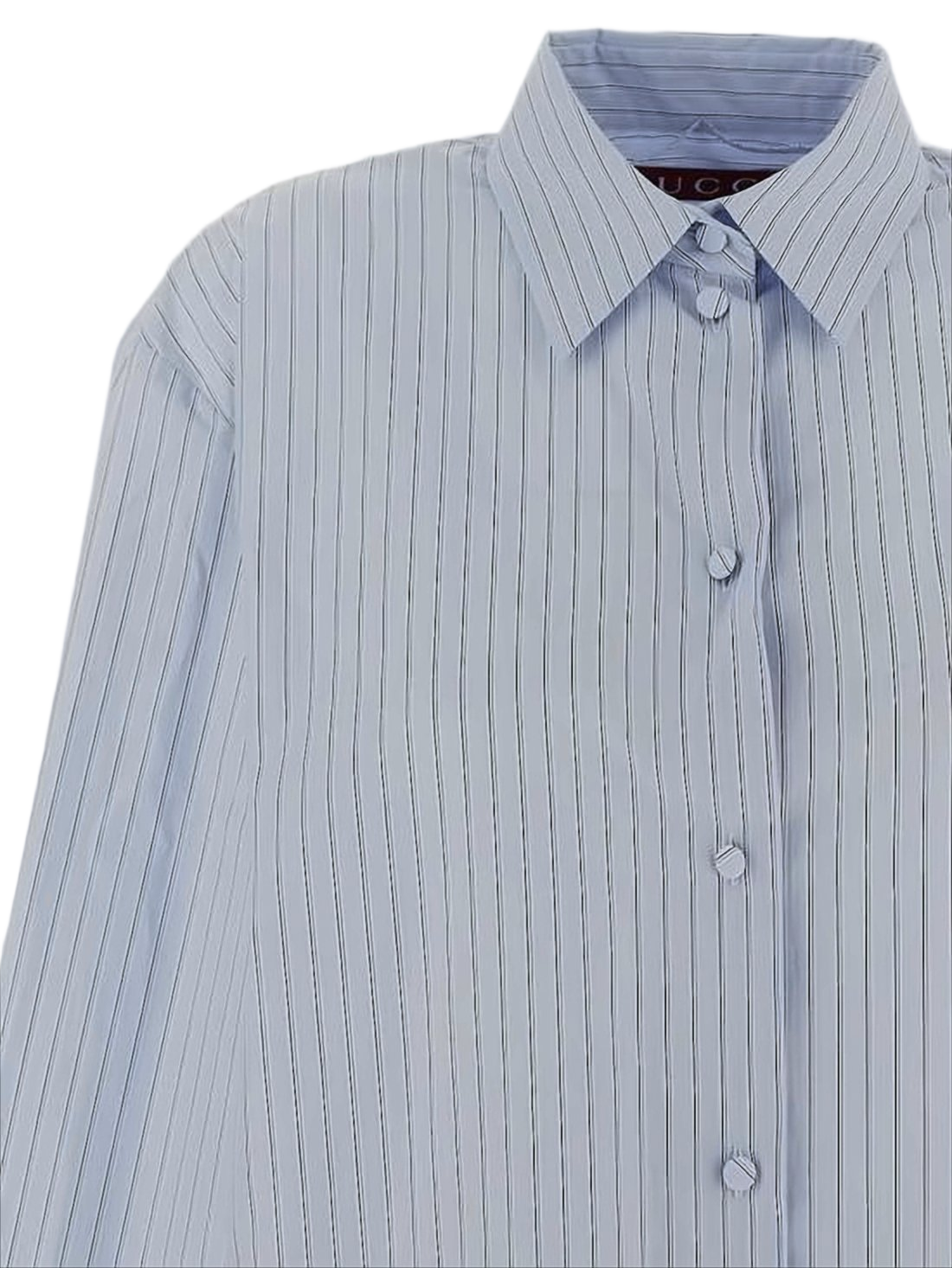 Light Blue Striped Cotton Button-Up Shirt