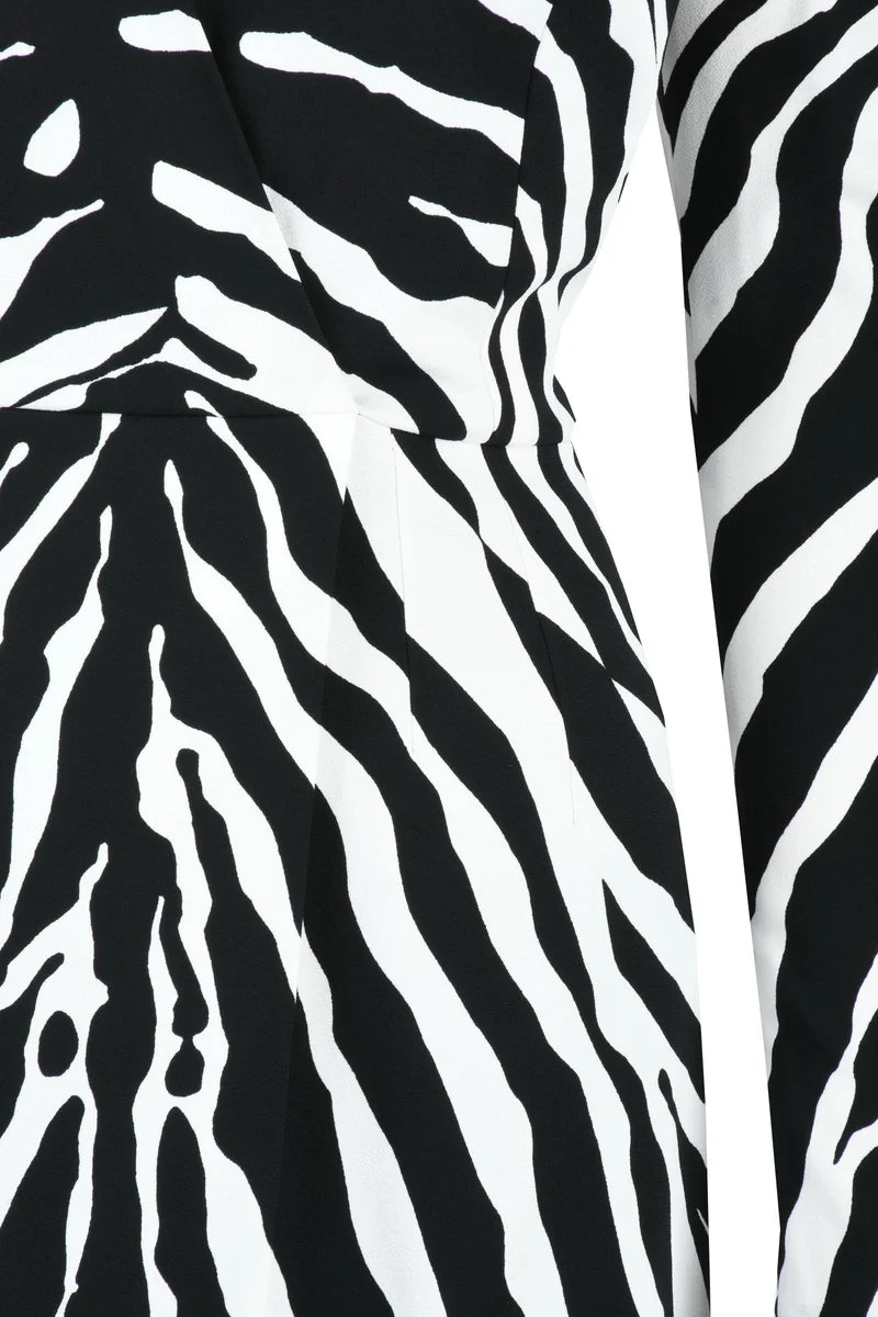 V-Neck Midi Dress - Black/White