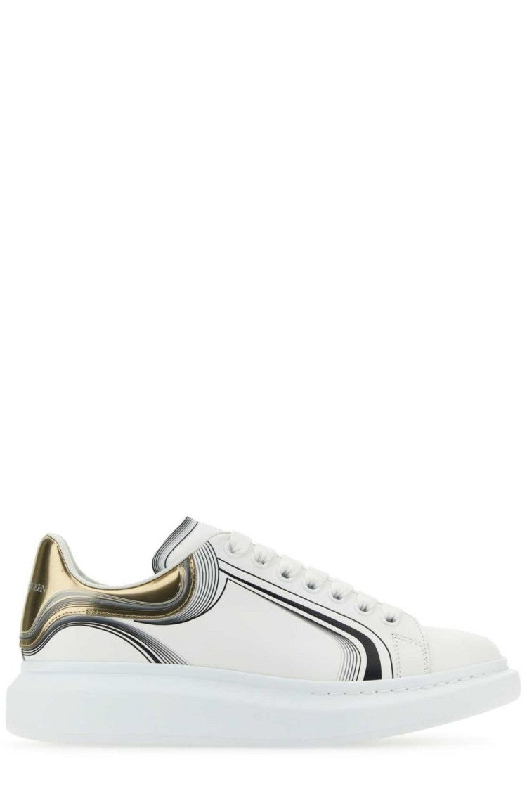 Smooth Leather Sneakers With Metallic Detailing