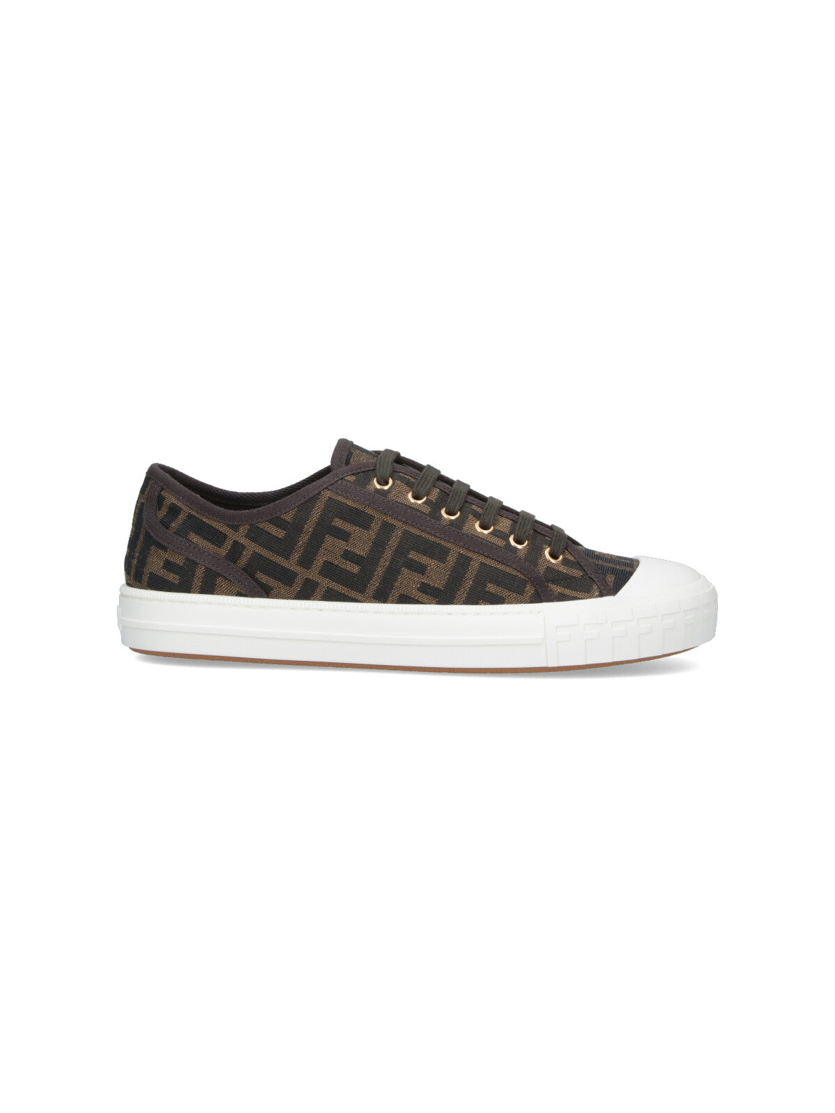 Brown FF Jacquard Low-Top Sneakers