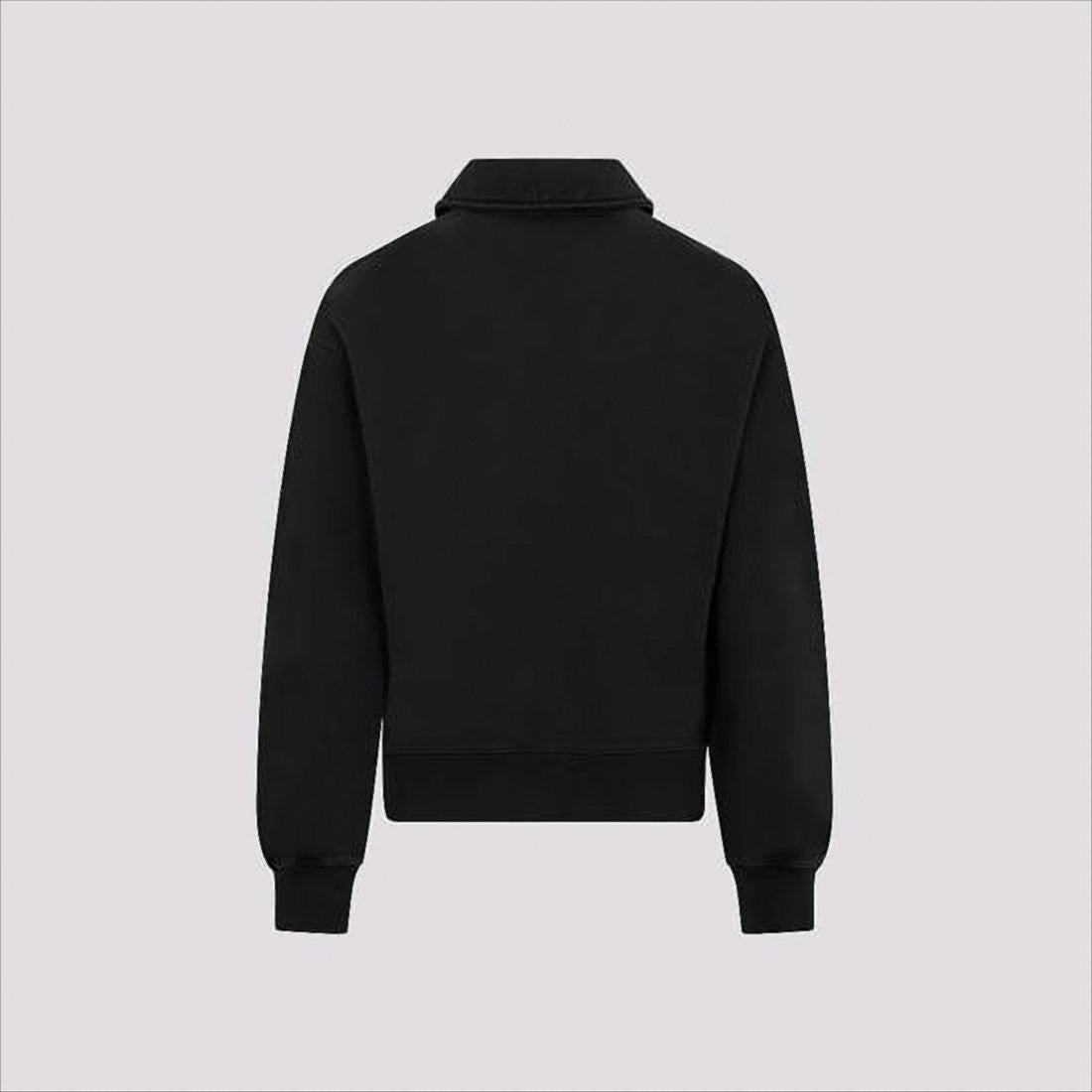 Long-Sleeve Black Shirt with Half-Zip Front