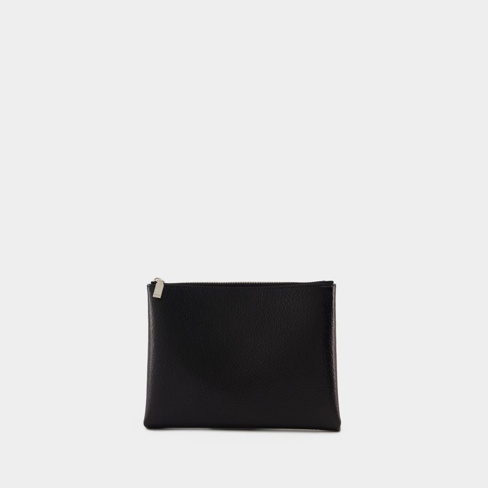 Cross Bar Clutch - Leather - Black/Silver