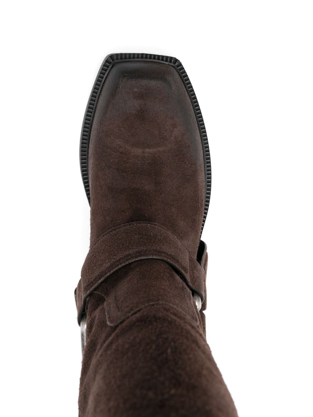 Dark Brown Suede Saddle Booties