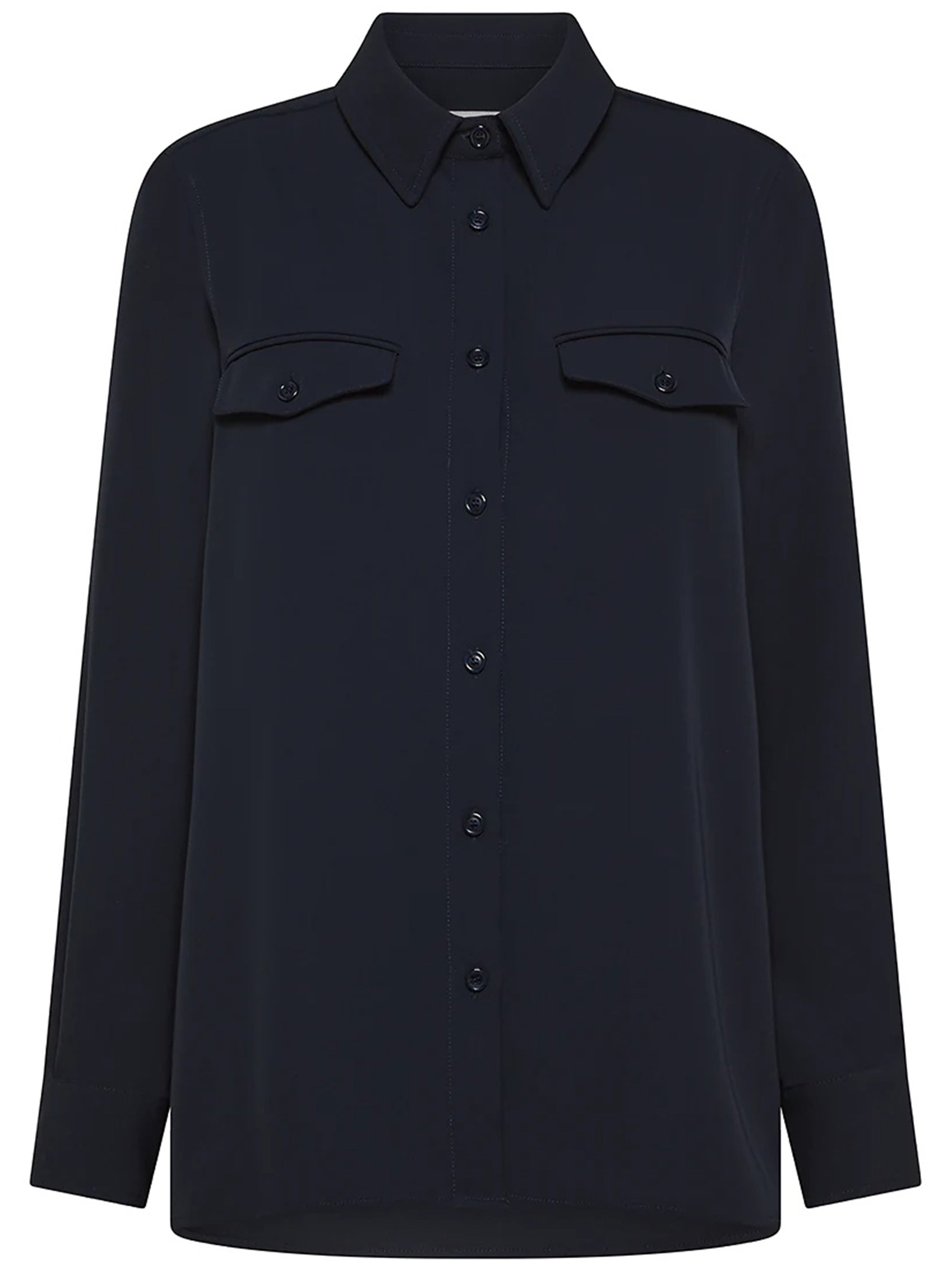Black Button-Down Flap Pocket Cotton Overshirt