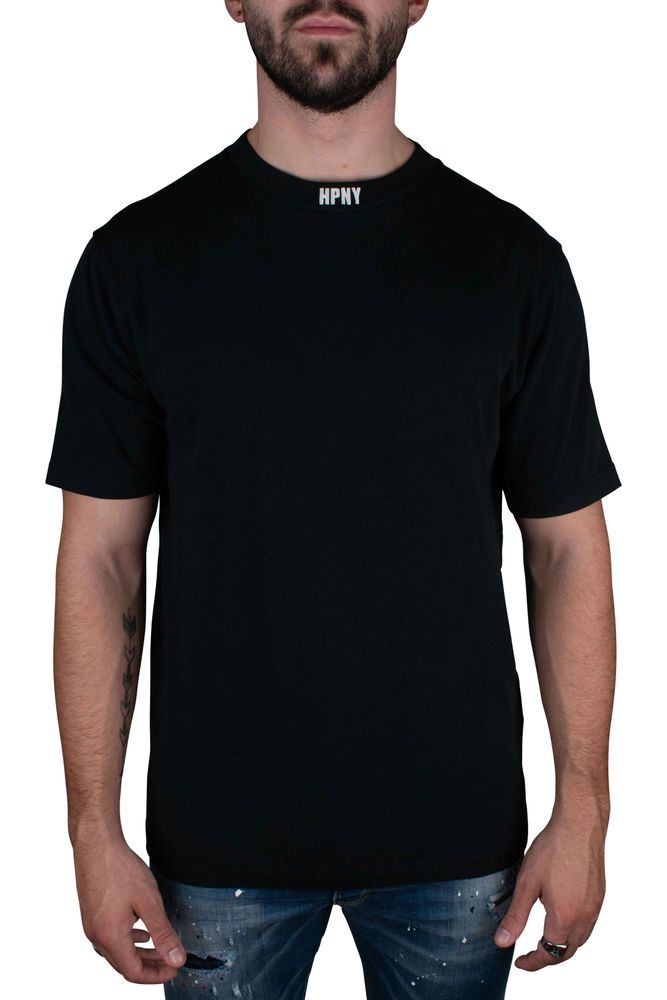 Embroidered Black Cotton T-Shirt With Logo Patch