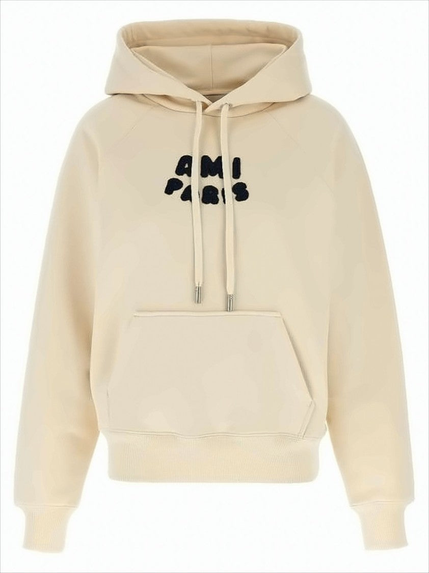 Cropped Cotton Hoodie with Raglan Sleeves