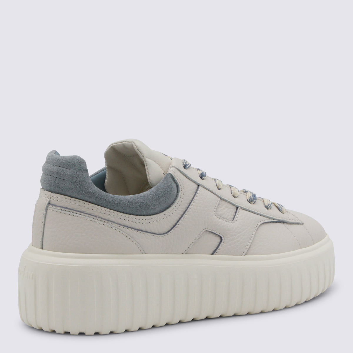 White And Light Blue Leather Sneakers