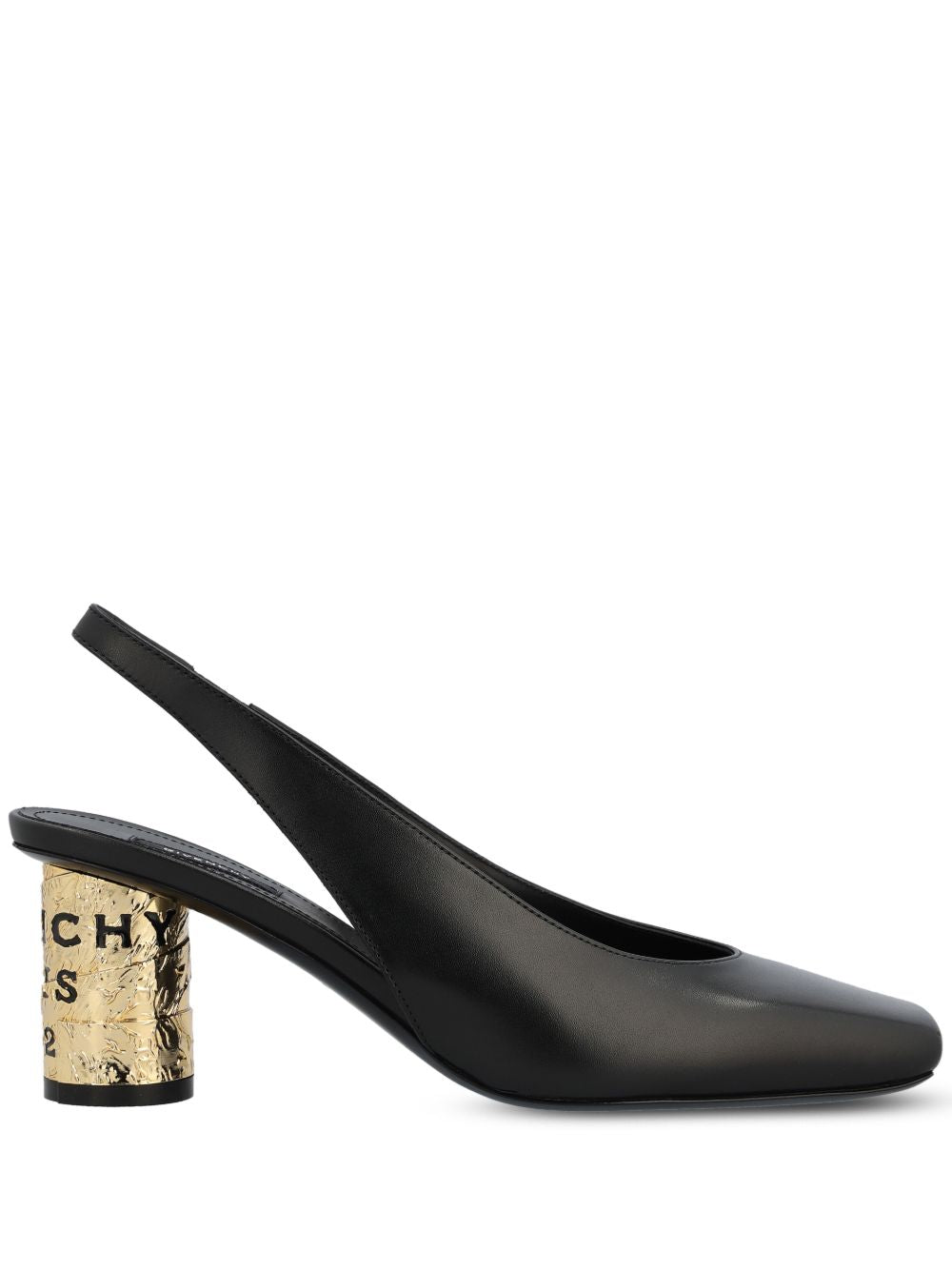 Slingback Pumps with Cylindrical Gold Heel