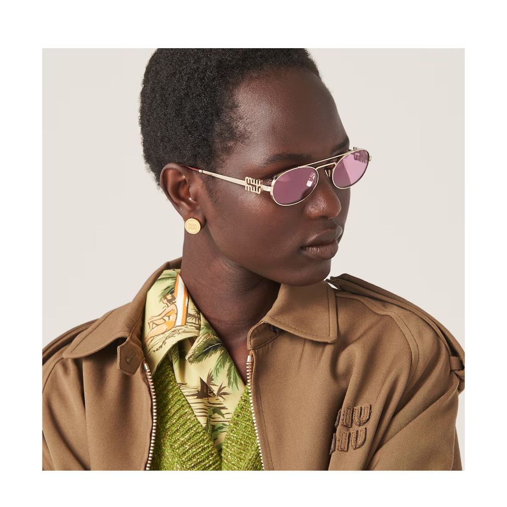 0Mu 54Zs Vintage Oval Gold Metal Sunglasses