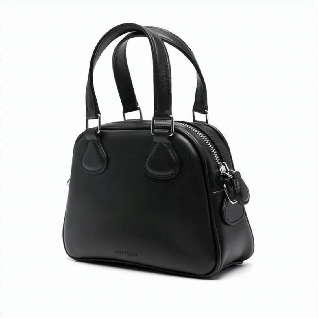 Structured Black Calf Leather Tote Bag With Contrasting Logo