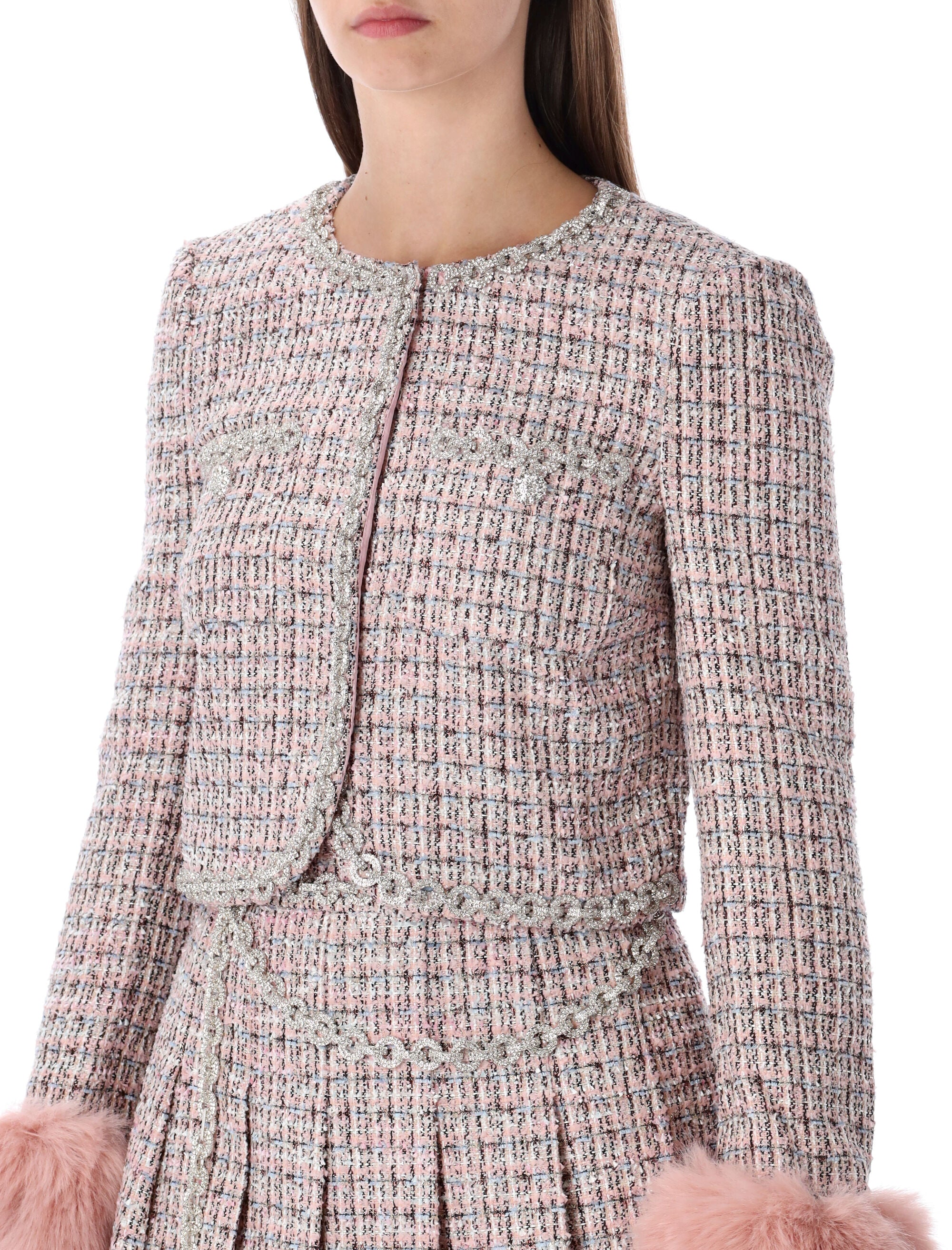 Bouclé Jacket With Faux Fur Cuffs