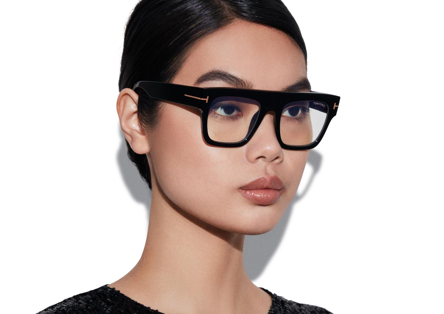 Oversized Black Acetate Sunglasses With Gold Accents