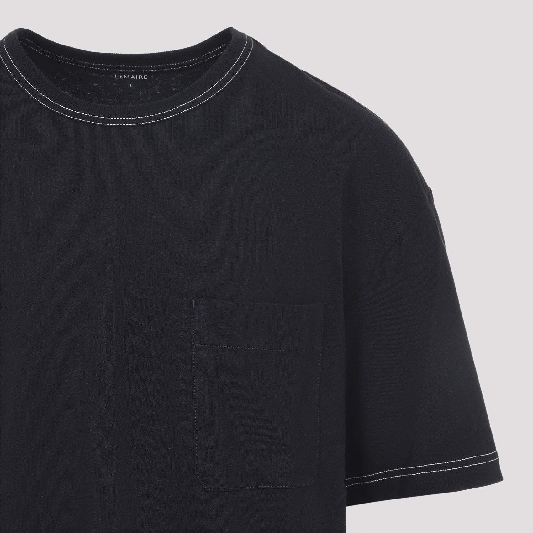 Relaxed-Fit Black T-Shirt with Contrast Stitching