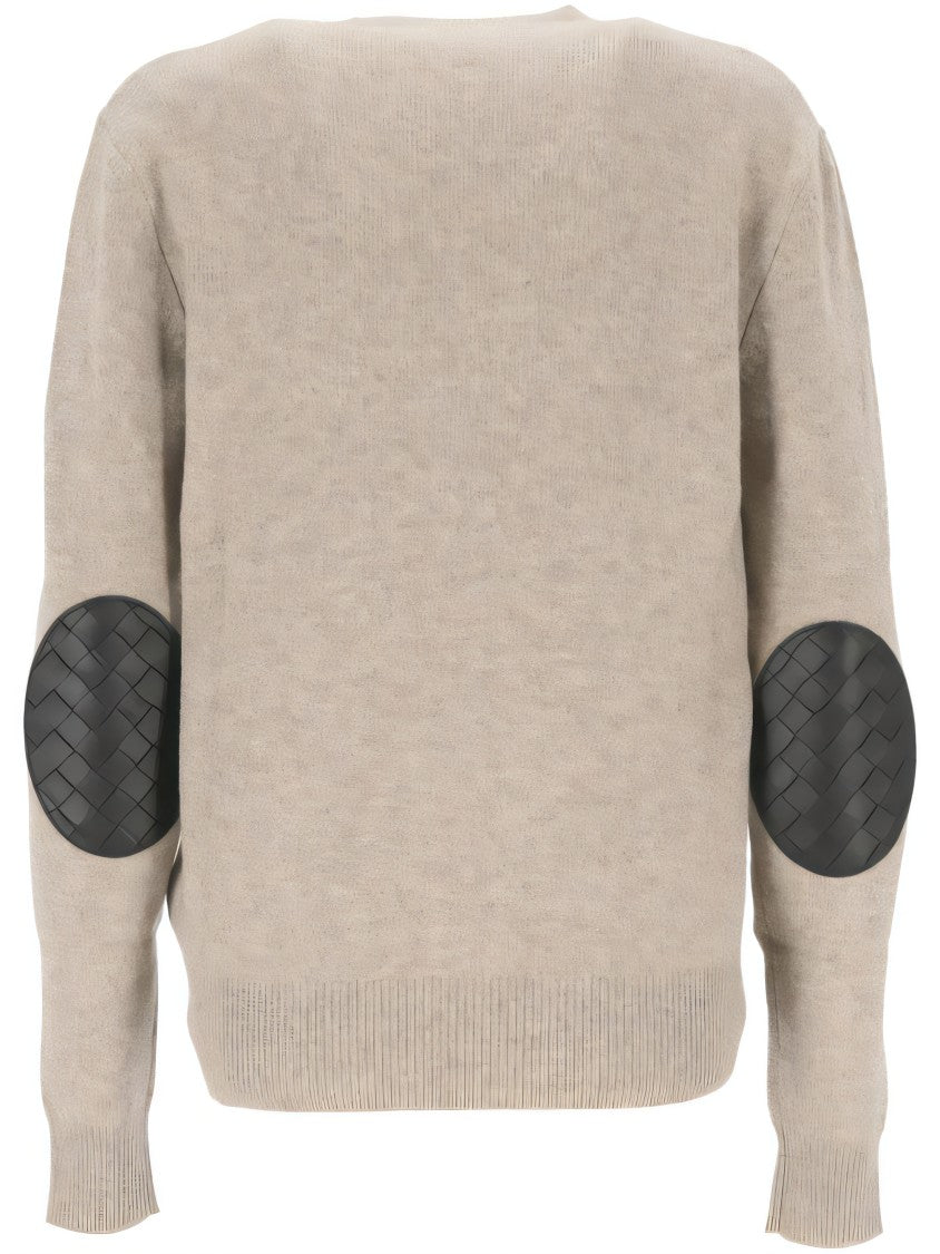 Relaxed Fit Cashmere Sweater with Unique Woven Elbow Patches