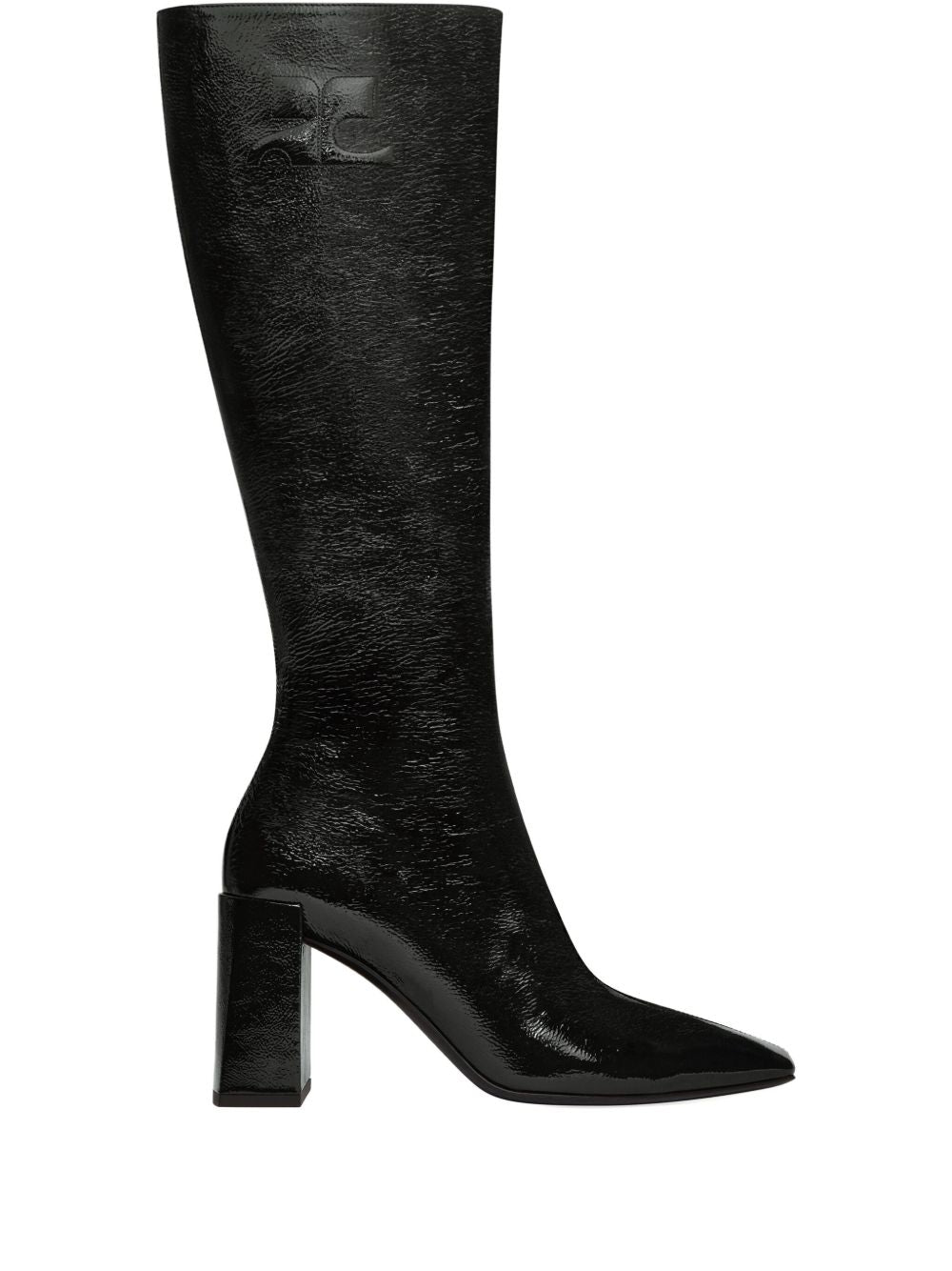Pointed Toe Black Boots With Glossy Finish