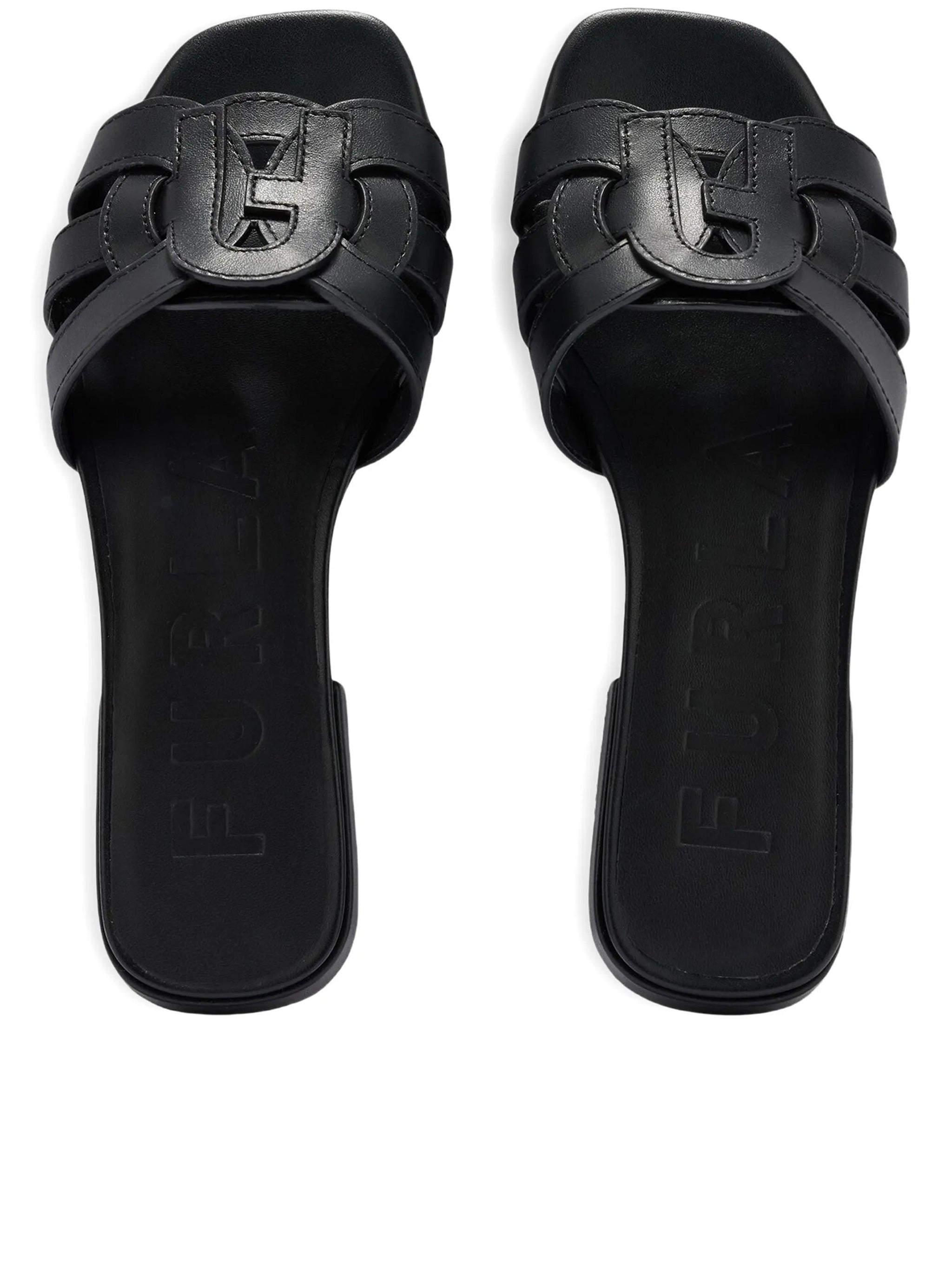Summer Sandalo Flat Black Leather Cut-out Sandals