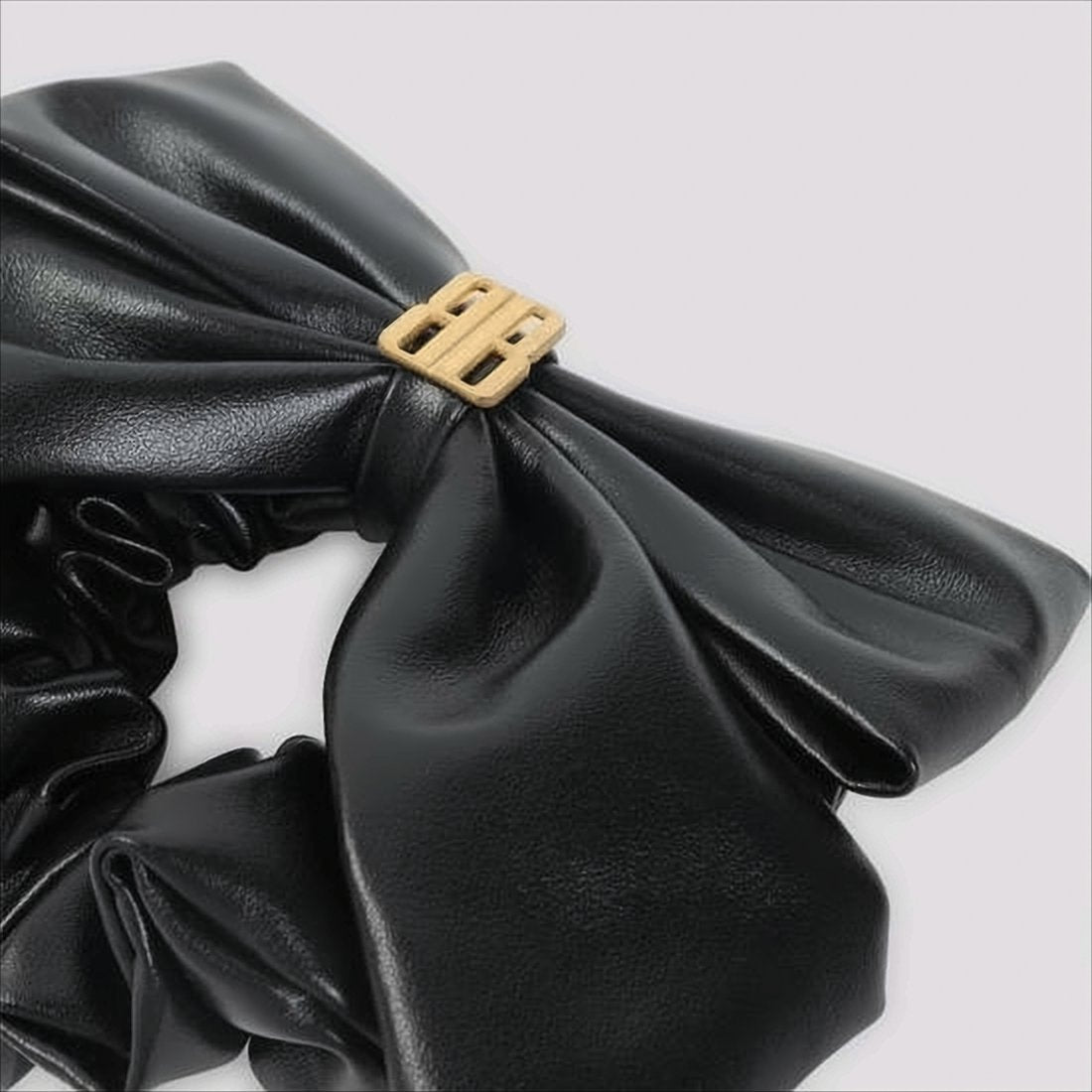 Calf Leather Hair Scrunchie with Bow Detail