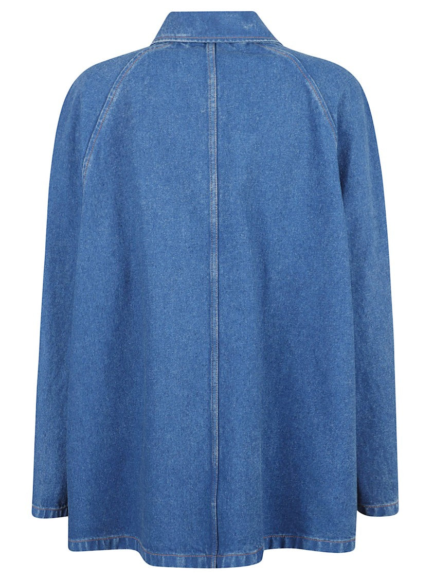 Oversized Denim Jacket With Structured Collar