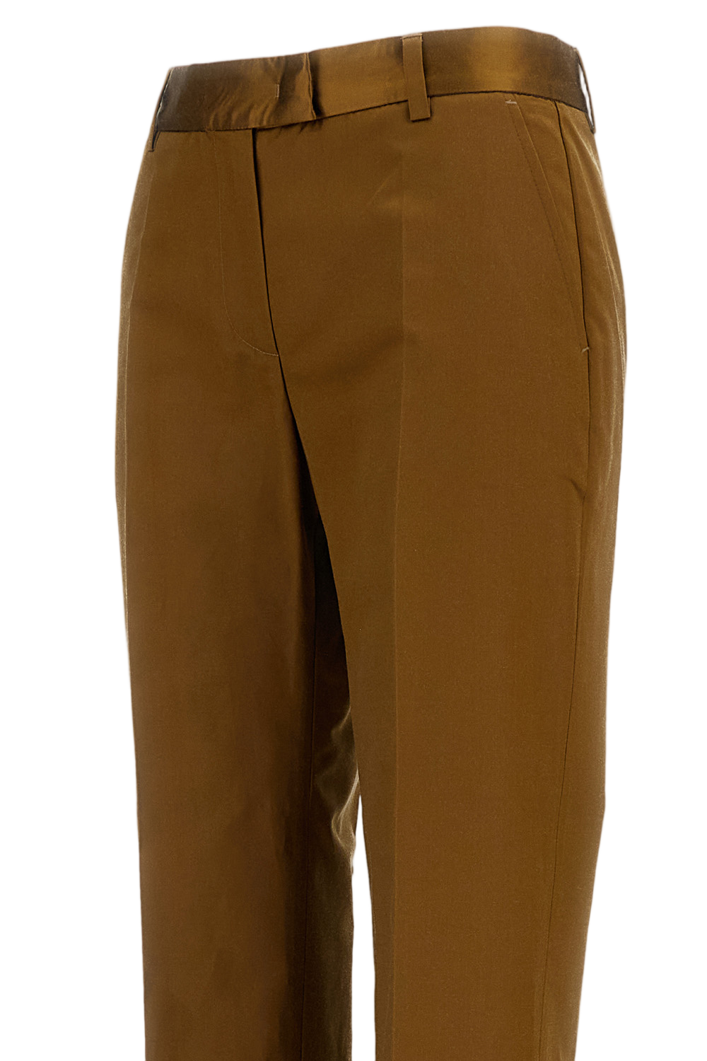Ankle-Length Silk and Cotton Blend Straight-Leg Trousers