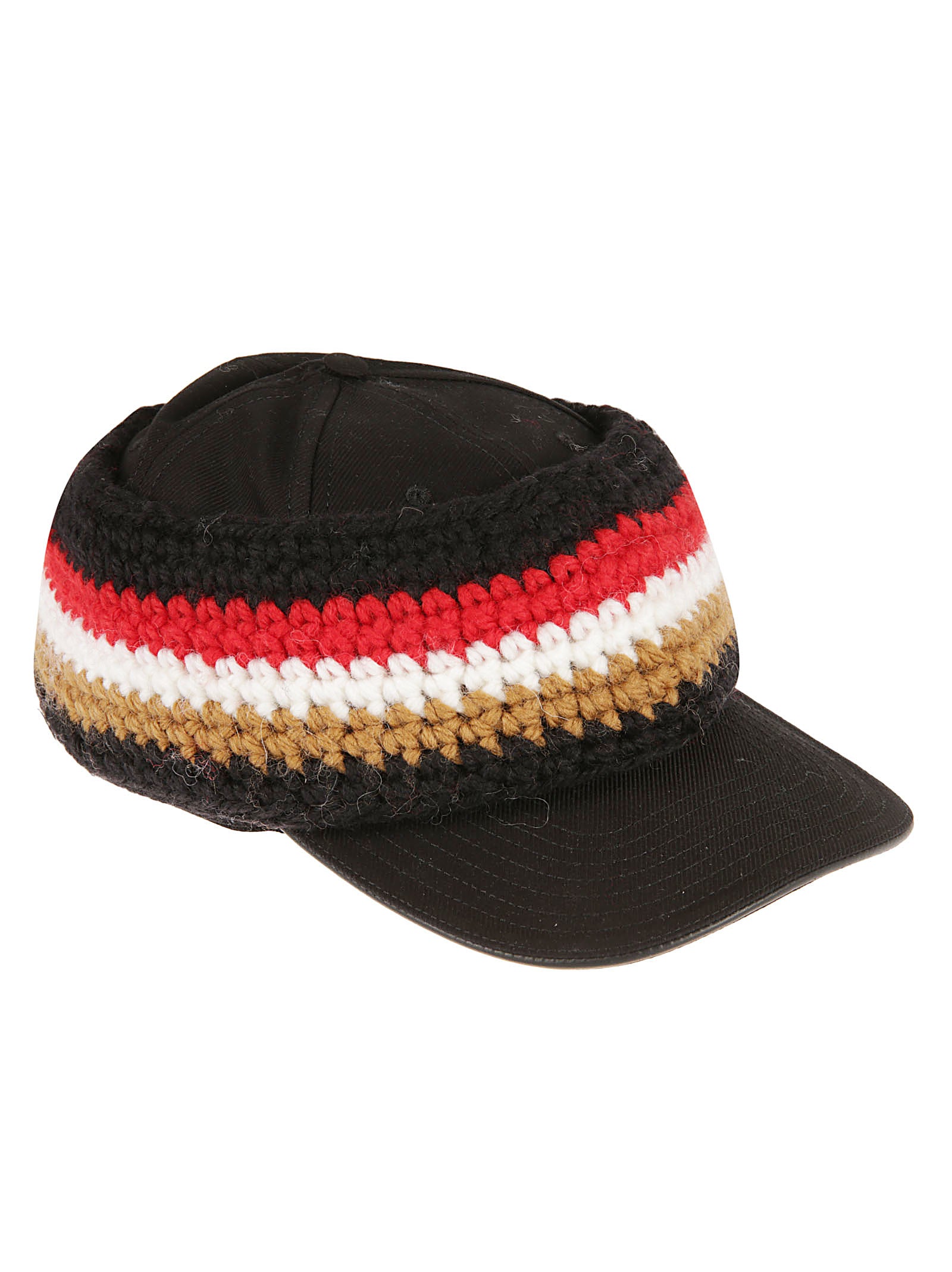 Structured Black Cotton Hat with Curved Brim
