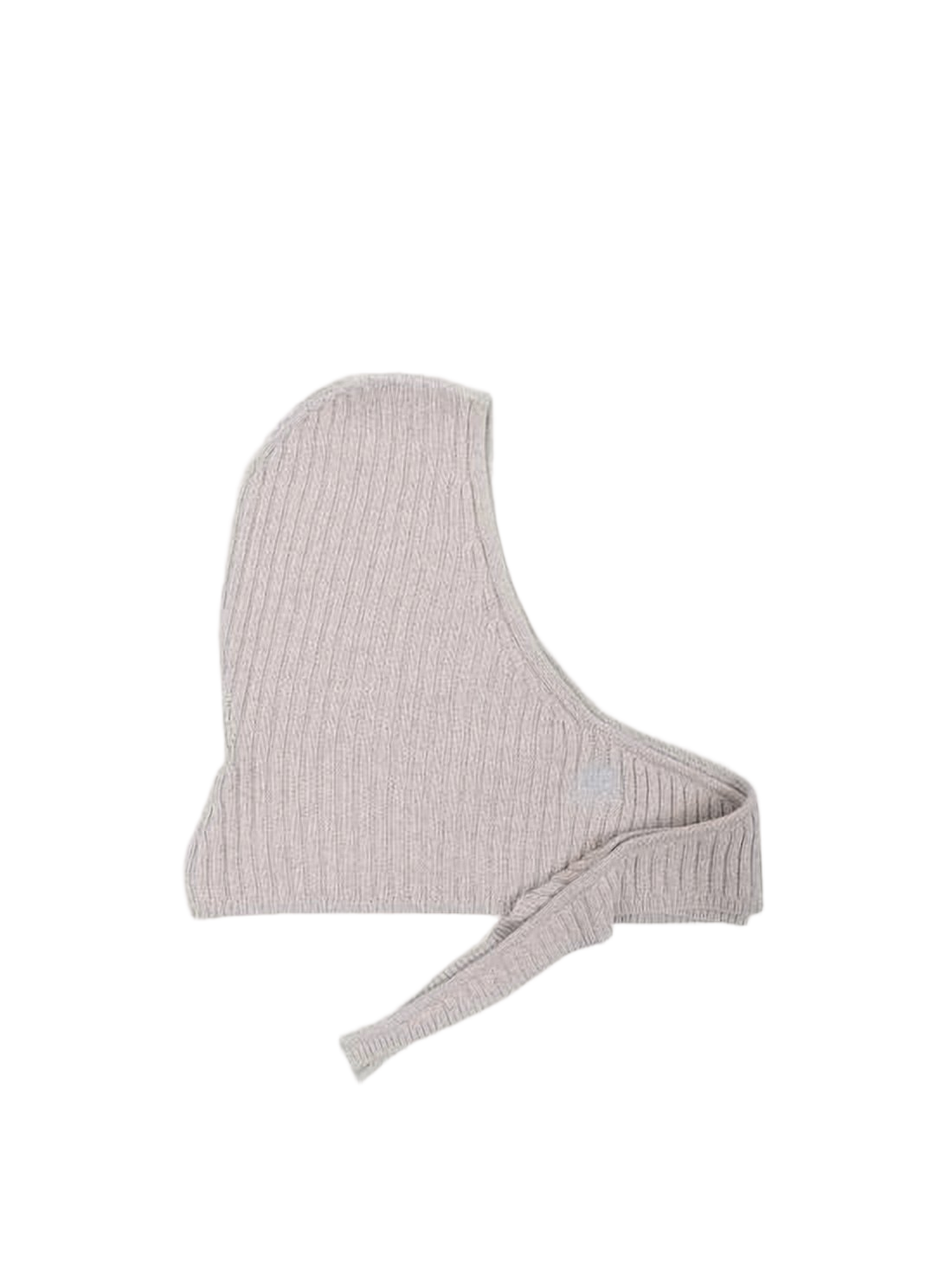 Ribbed Knit Balaclava with Tie Closure