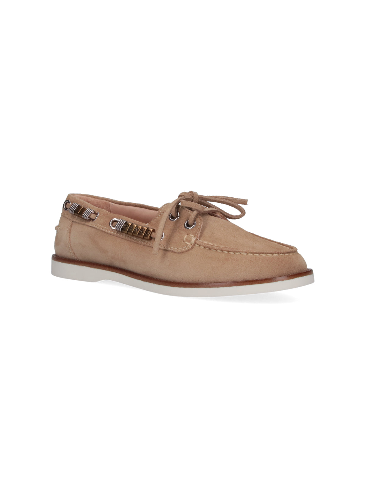 Beige Suede Lace-Up Moccasin Shoes
