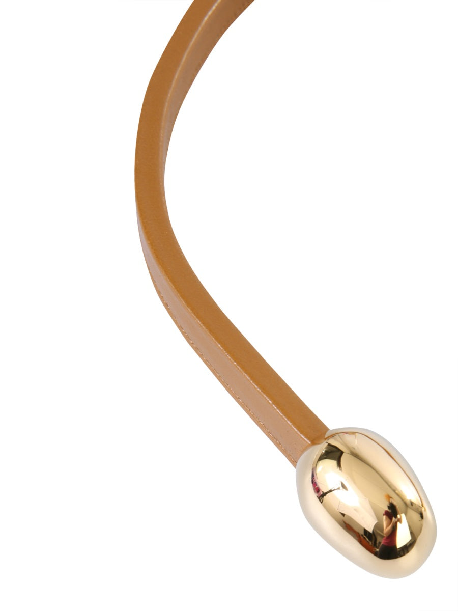 Brass-Accented Leather Necklace