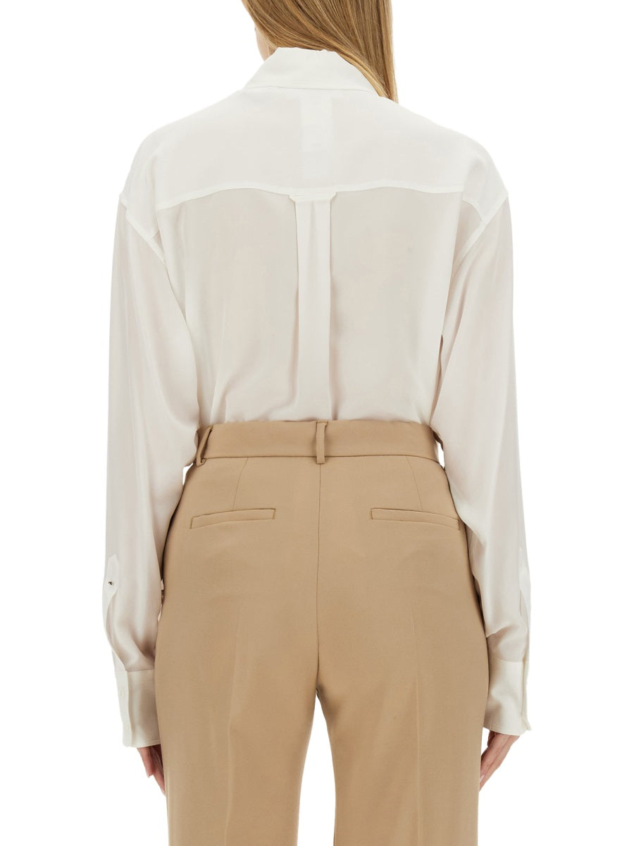 Classic White Shirt With Pointed Collar And Pleat Detail
