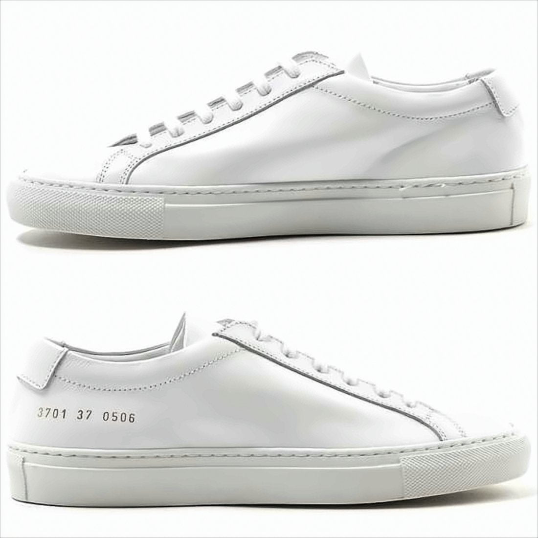 White Cowhide Sneakers with Minimalist Design