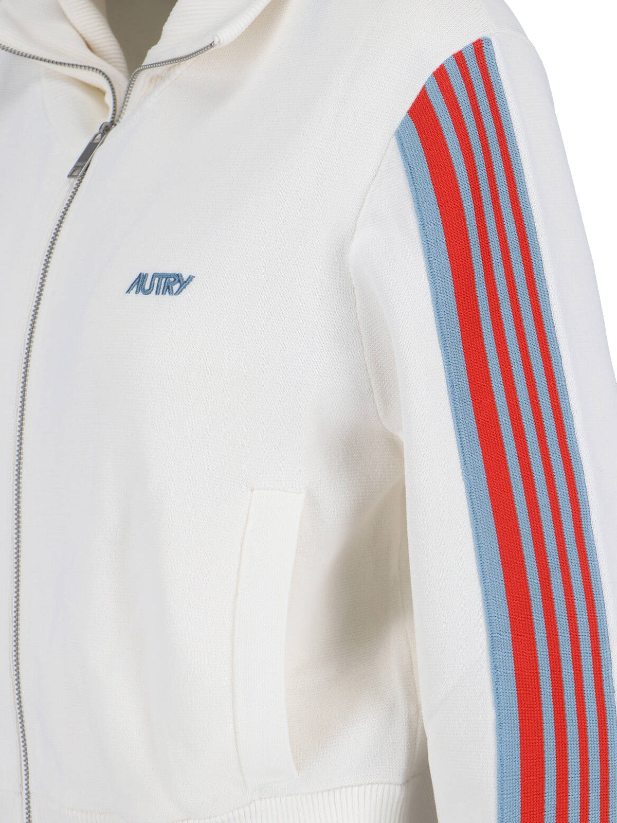 White Viscose Blend Zip Sweatshirt