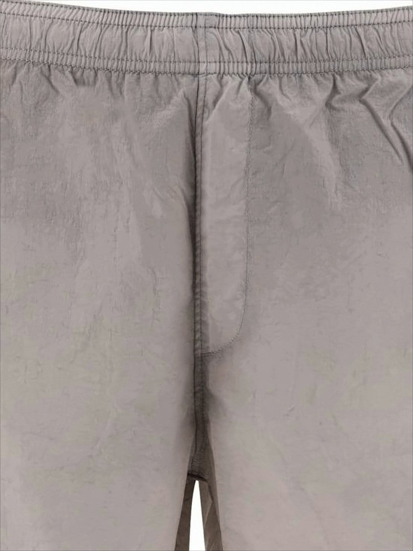 Straight-Cut Swim Shorts With Elastic Waistband And Tonal Embroidery