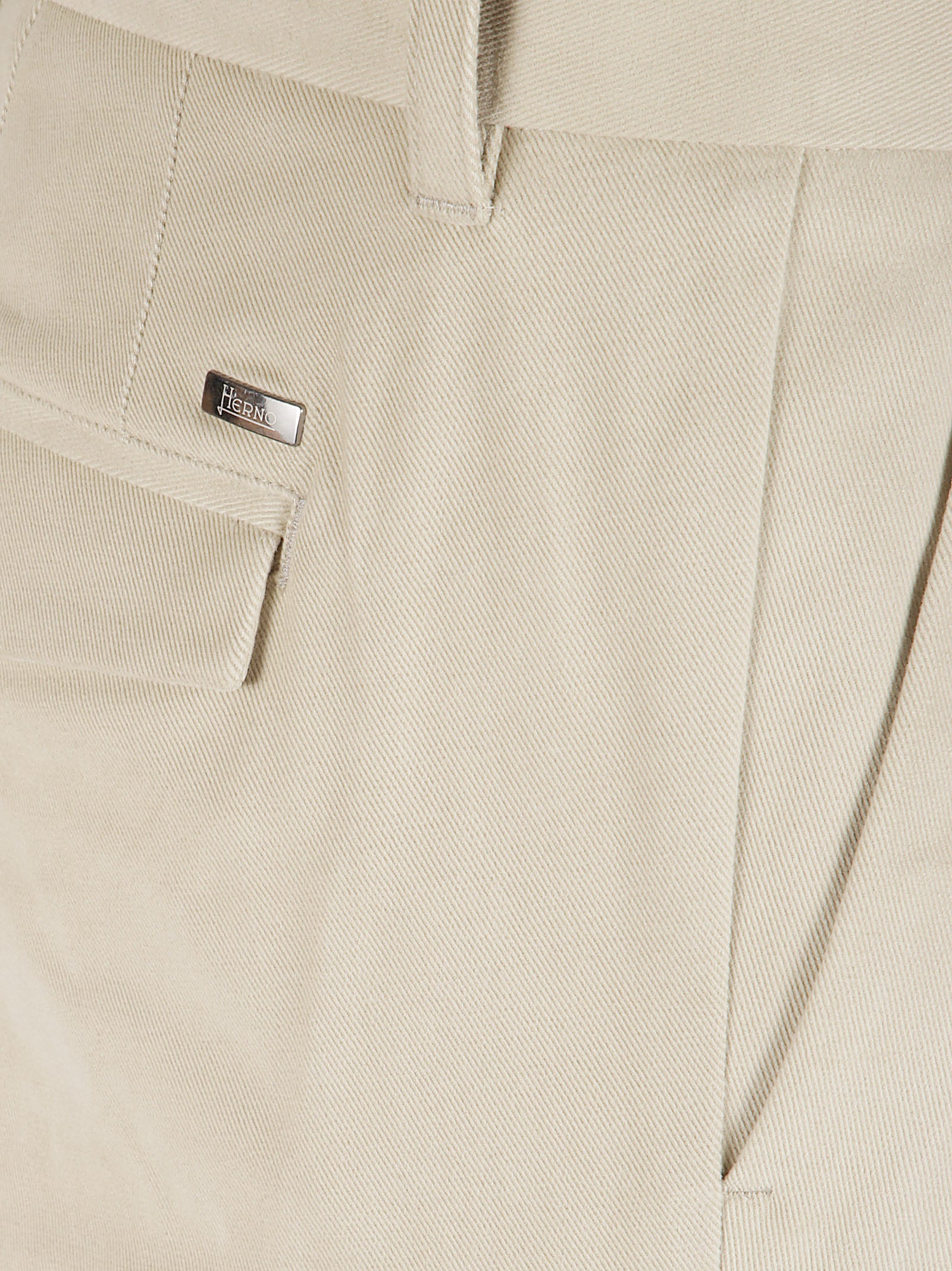 Velvety Cotton Trousers With Flap Pockets