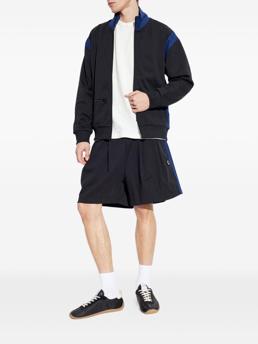 Black Jacket With Contrasting Deep Blue Panels