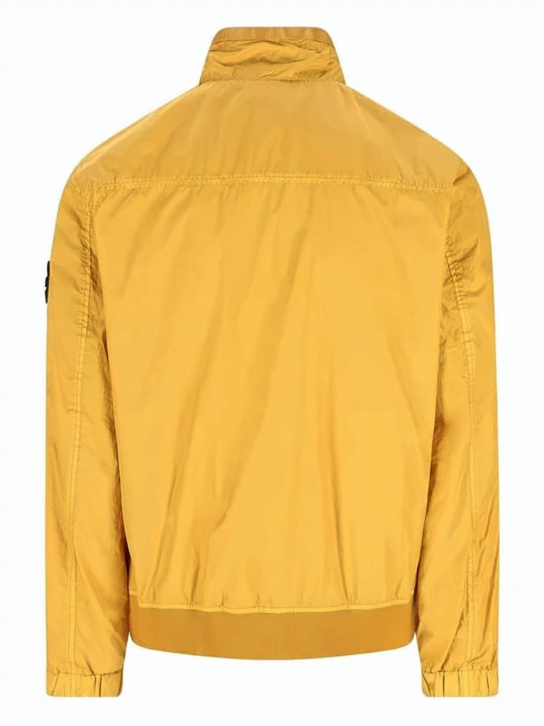Yellow Nylon Jacket with High Collar