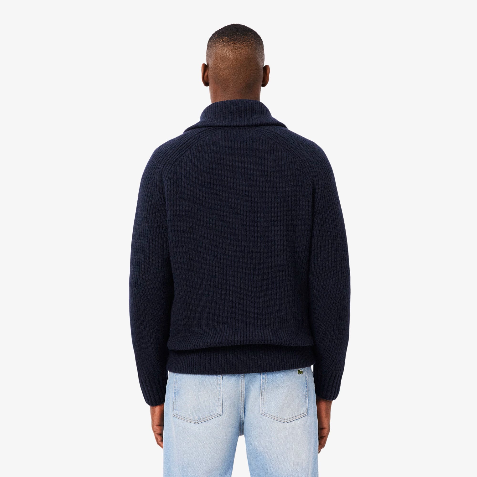 Carded Wool Zip-Up Turtleneck Sweater