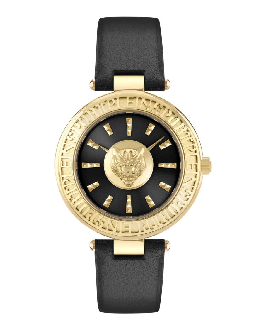 Opium Leather Strap Watch With Gold Case