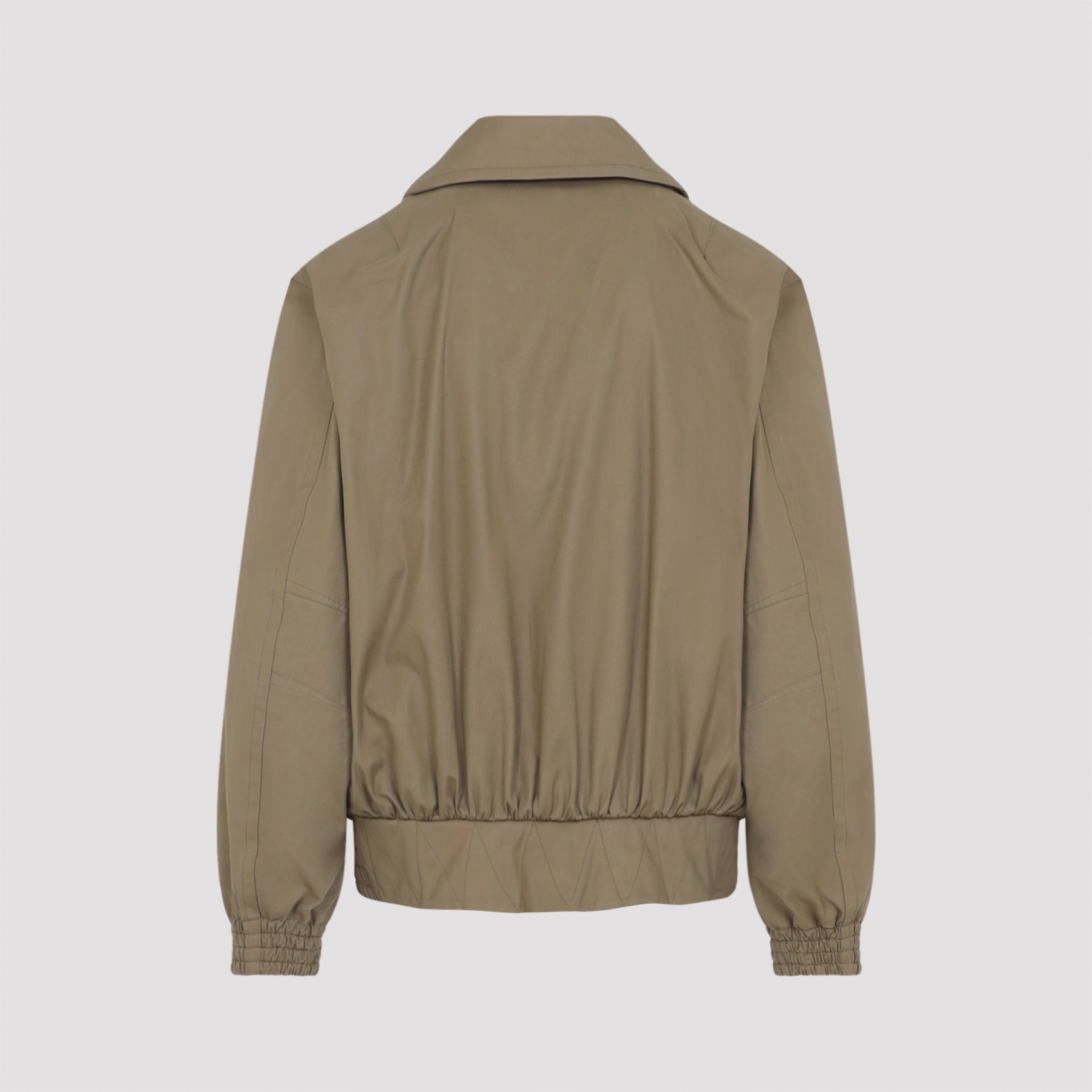 Asymmetrical Collar Cotton Jacket with Quilted Details